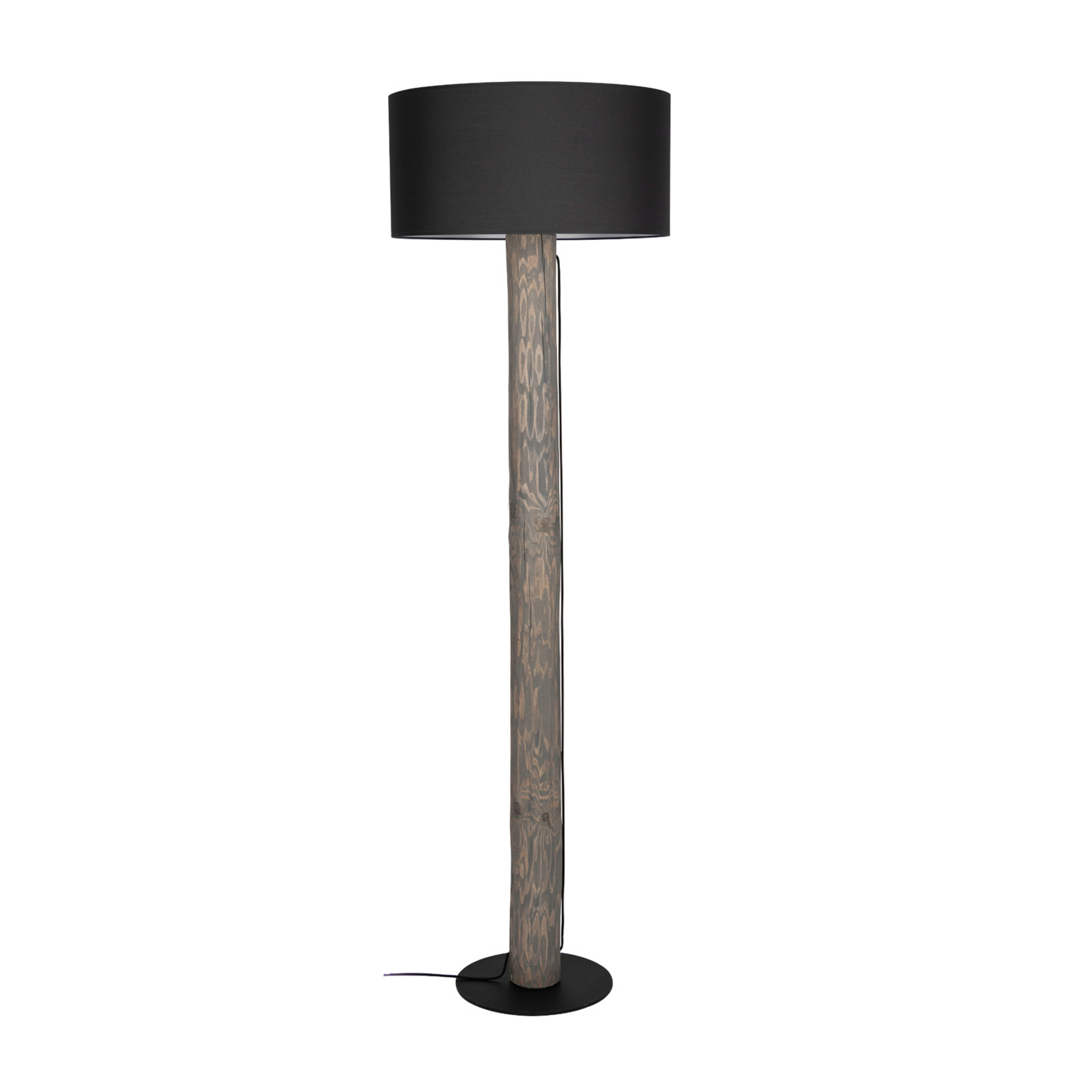 BRITOP Pino Simple floor lamp, anthracite, grey base, for Living / Dining Room, fabric, pine wood, metal, E27, 60 W, energy efficiency: A++, H: 164 cm