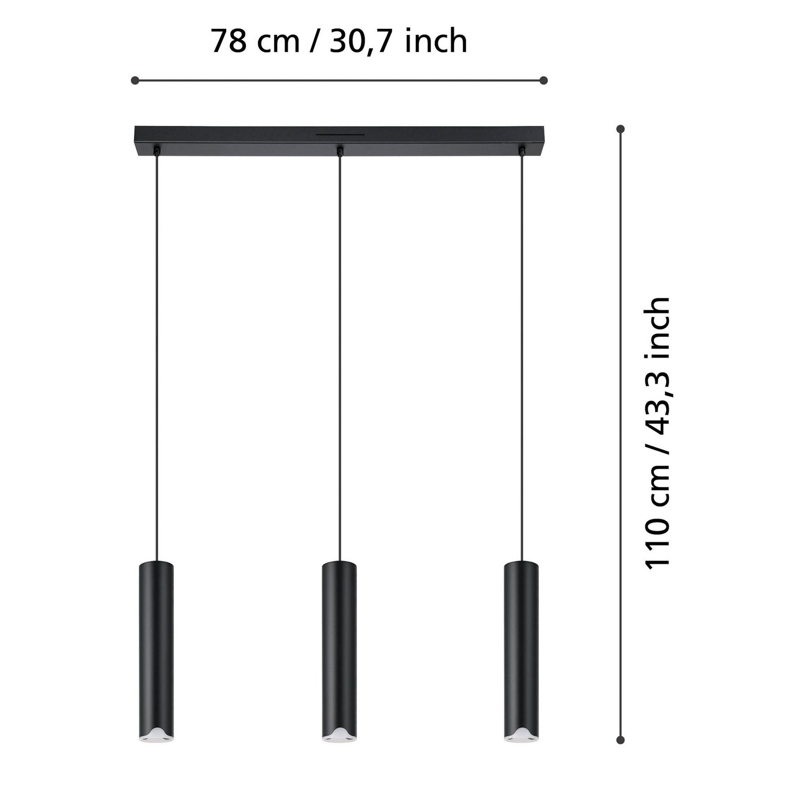 EGLO connect lampa wisząca LED Balamorta-Z, 3-punktowa, czarna