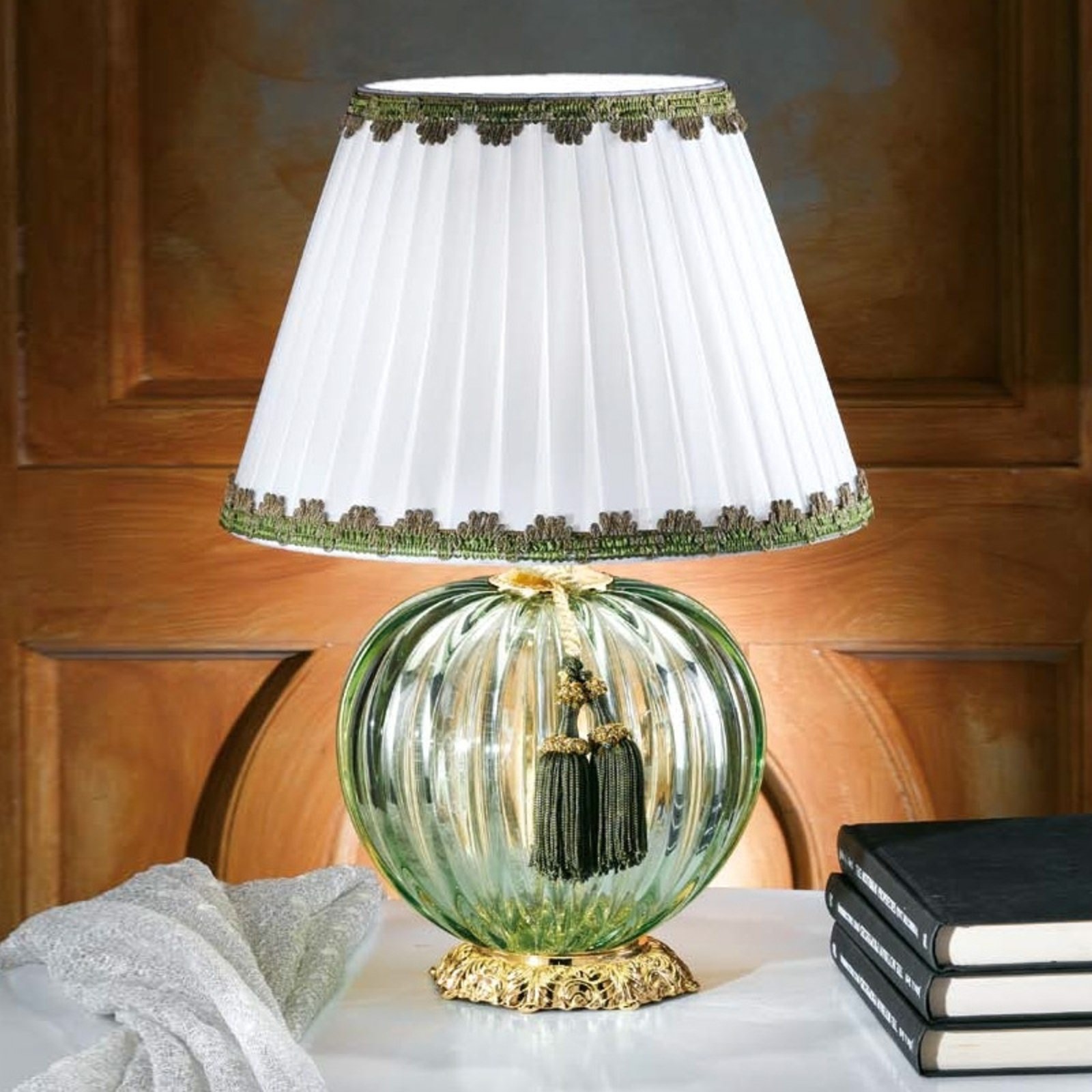 Lámpara de mesa Maureen con vidrio de Murano