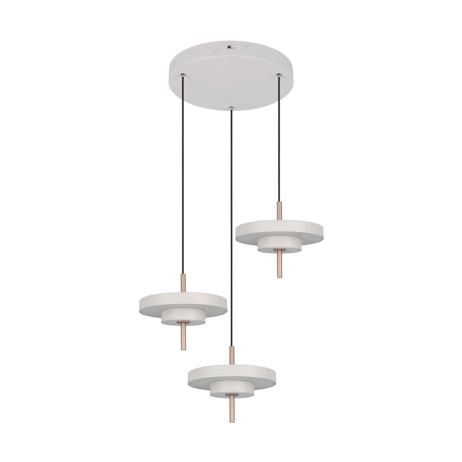 LED-Hängelampe Keaton, hellgrau, Ø 45 cm, Metall, CCT 3-flg.