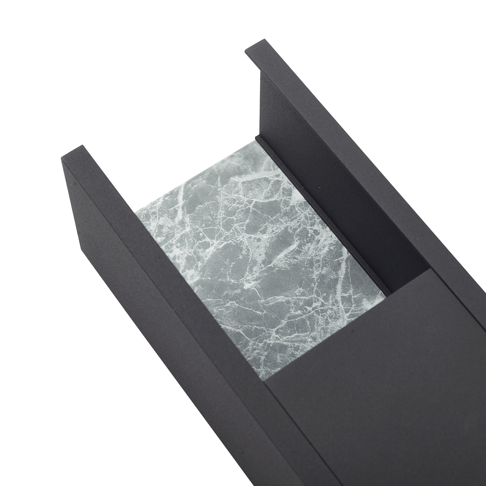 Lucande LED outdoor wall light Lavrin, black/marble, aluminium