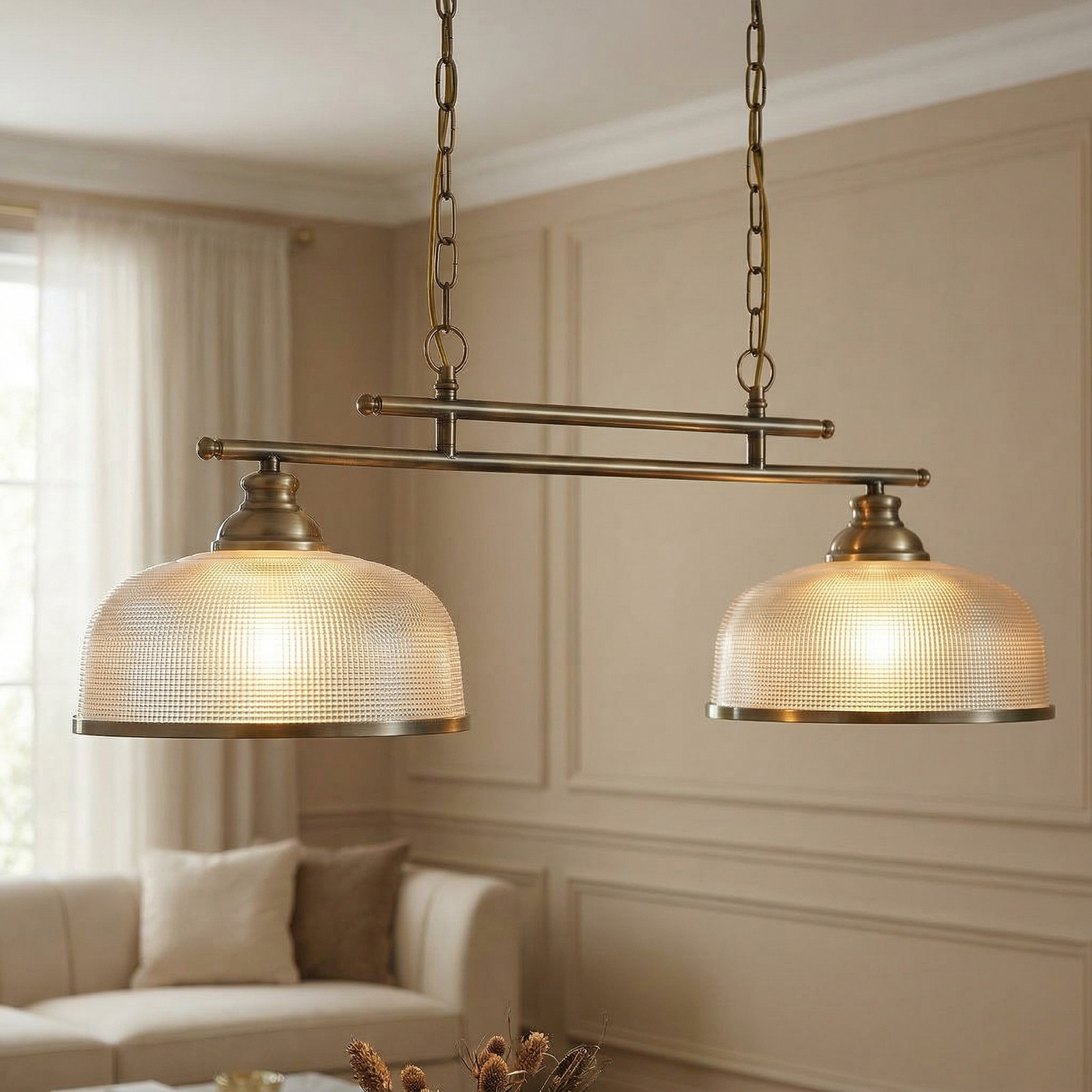 Lampă suspendată Bistro II 2 becuri alamă