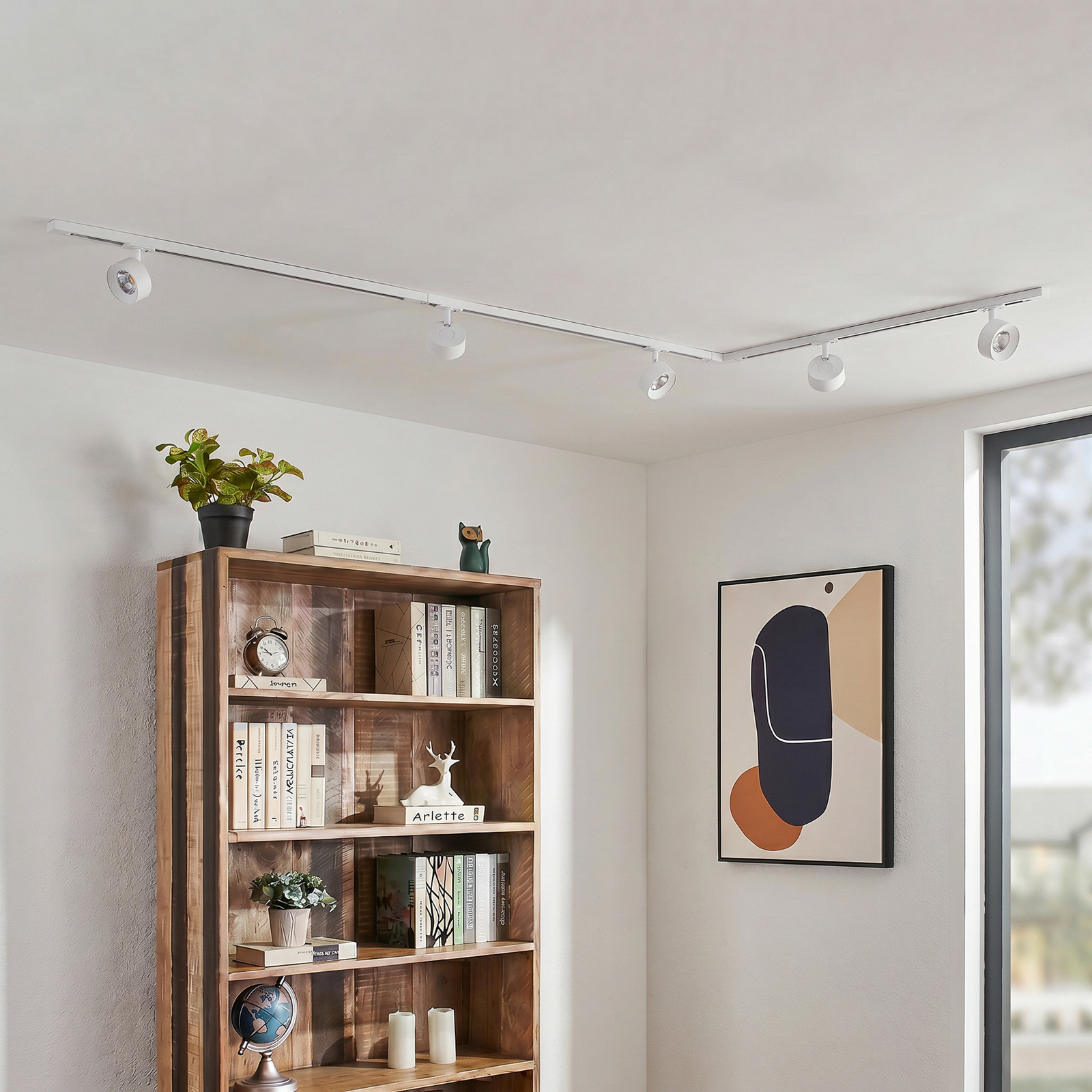 Σύστημα ράγας Lindby Linaro, Ø 9,5 cm, 5 φτερά, LED, λευκό