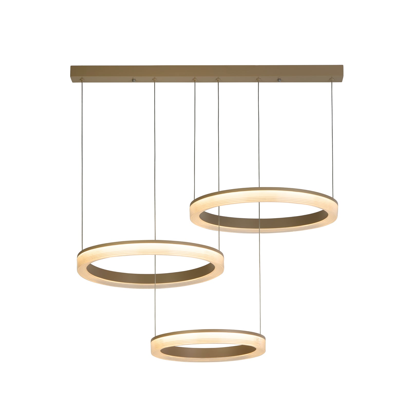 LED-Hängeleuchte Lumen Rings 3-fl. sand, CCT, Eisen, dimmbar LED-Hängeleuchte Lumen Rings 3-fl. sand, CCT, Eisen, dimmbar