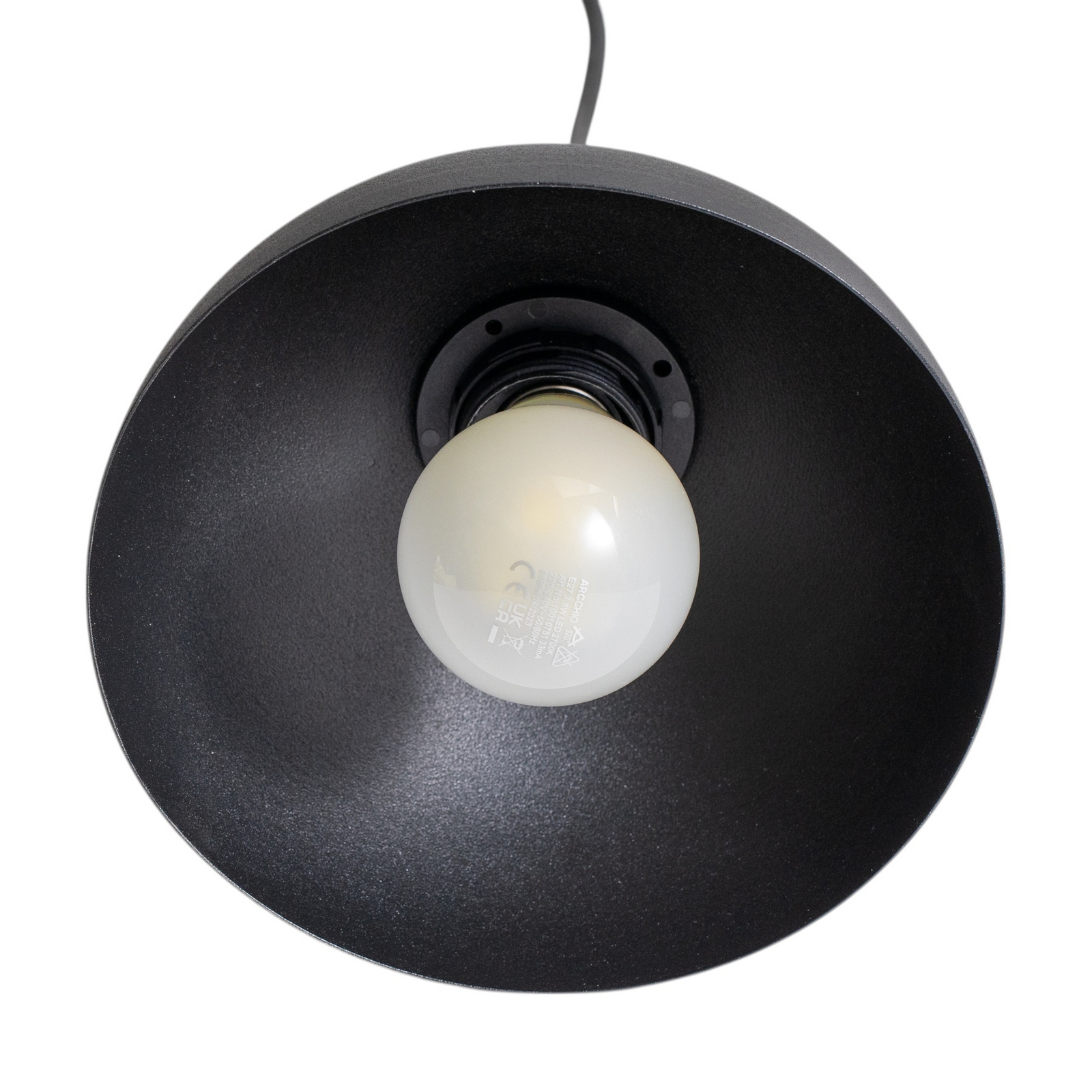 Seco hanging light, length 90 cm, black, metal/wood, 4-bulb.