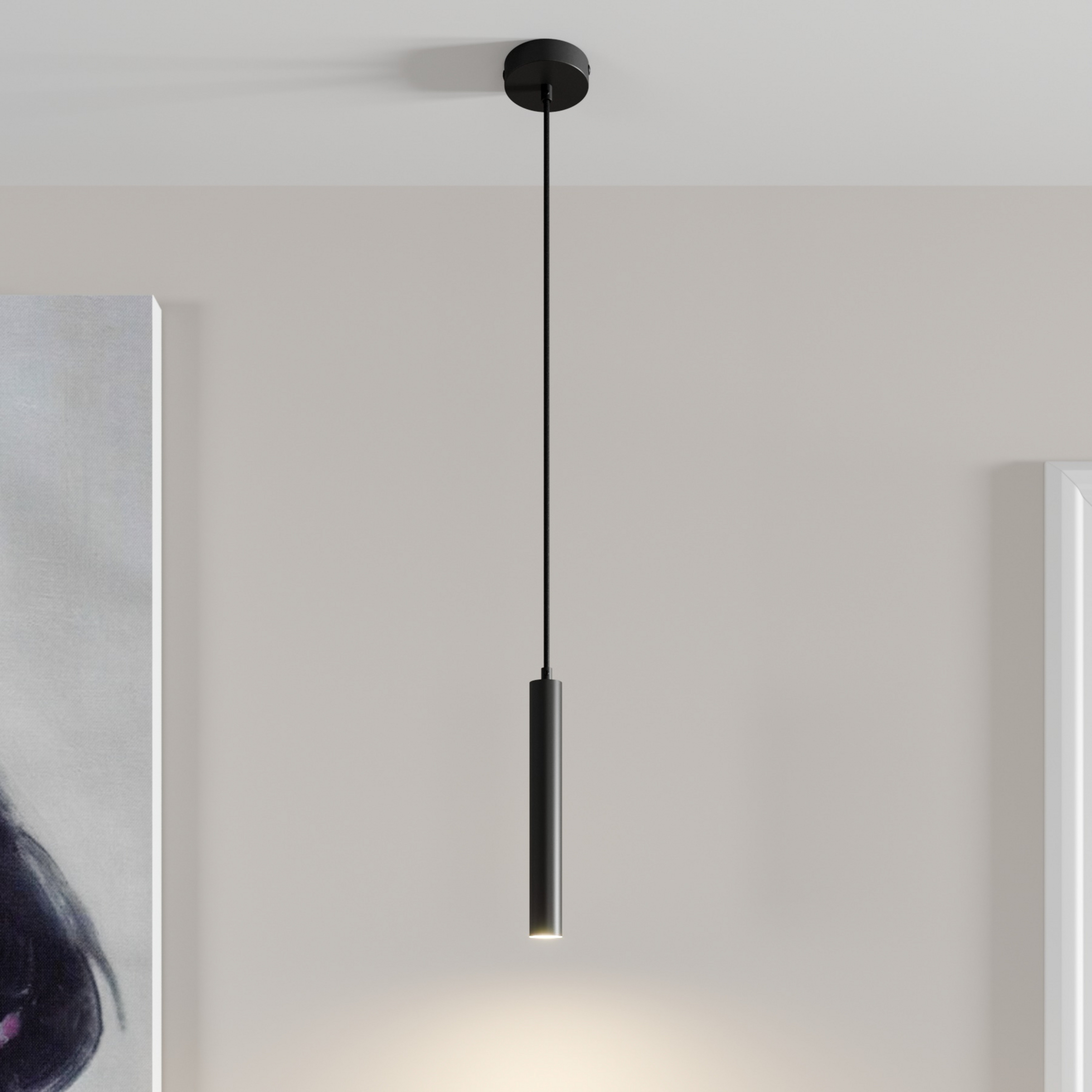 Arcchio LED hanglamp Franka, 1-lamp, Ø 4 cm, zwart
