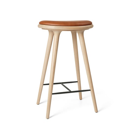 Chaise, marron clair, chêne mat/cuir, hauteur 74 cm - Mater