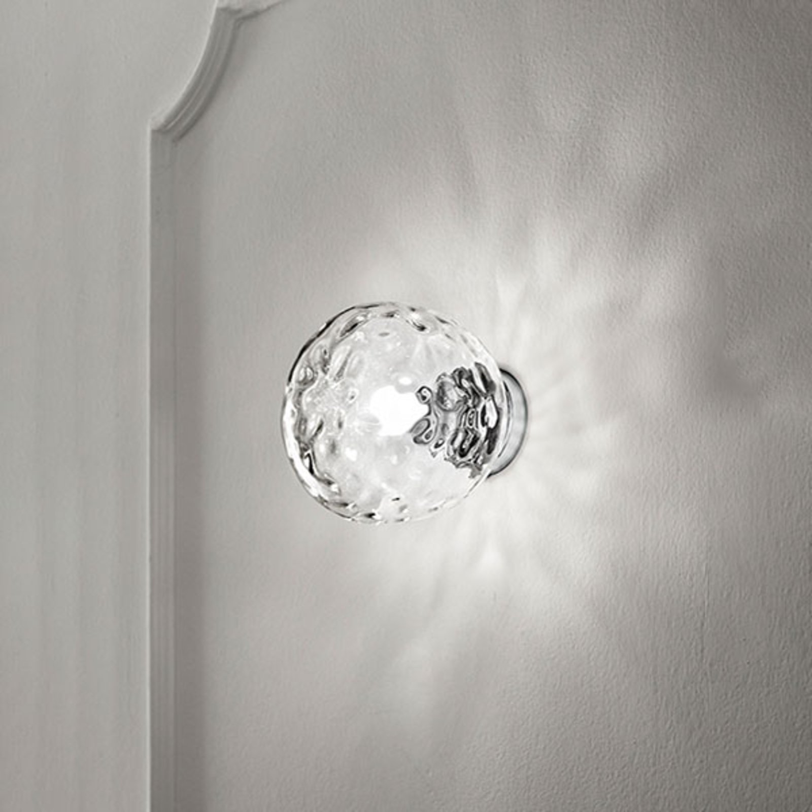 Perenz 6469 wall light with transparent glass lampshade, for Living / Dining Room, metal, glass, E27, 60 W, energy efficiency: A++