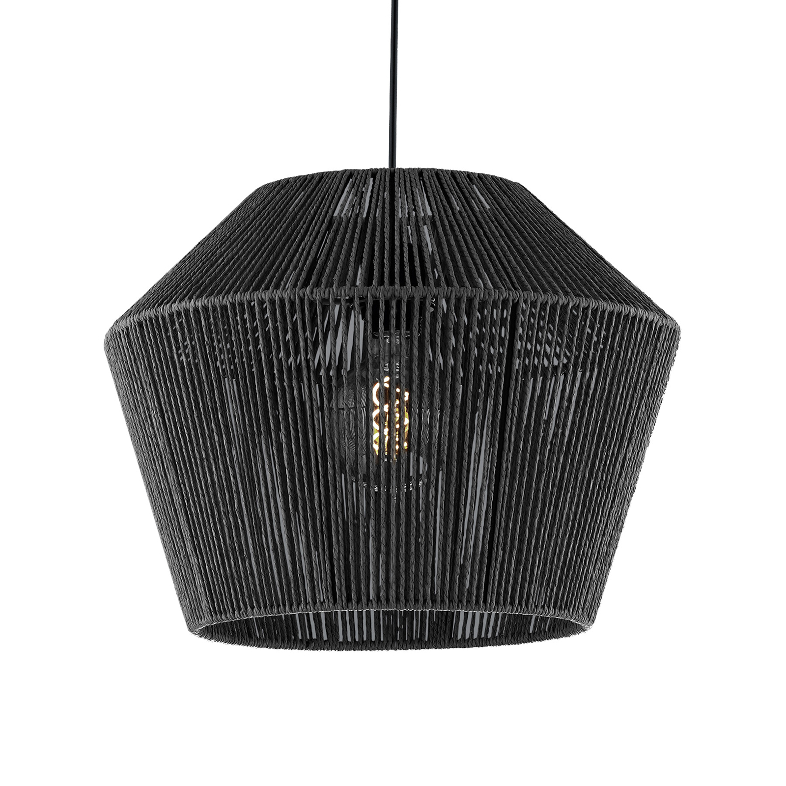 Hengelampe Rope av papir, svart, Ø 40 cm