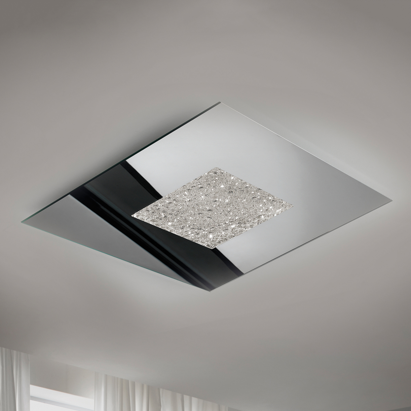 Sil-Lux Reflective LED ceiling light Narciso, for Bathroom, mirror glass, metal, 20 W, energy efficiency: A+, L: 60 cm, W: 60 cm