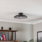 Plafón Lindby Thorian, negro, hierro, Ø 40 cm, E27