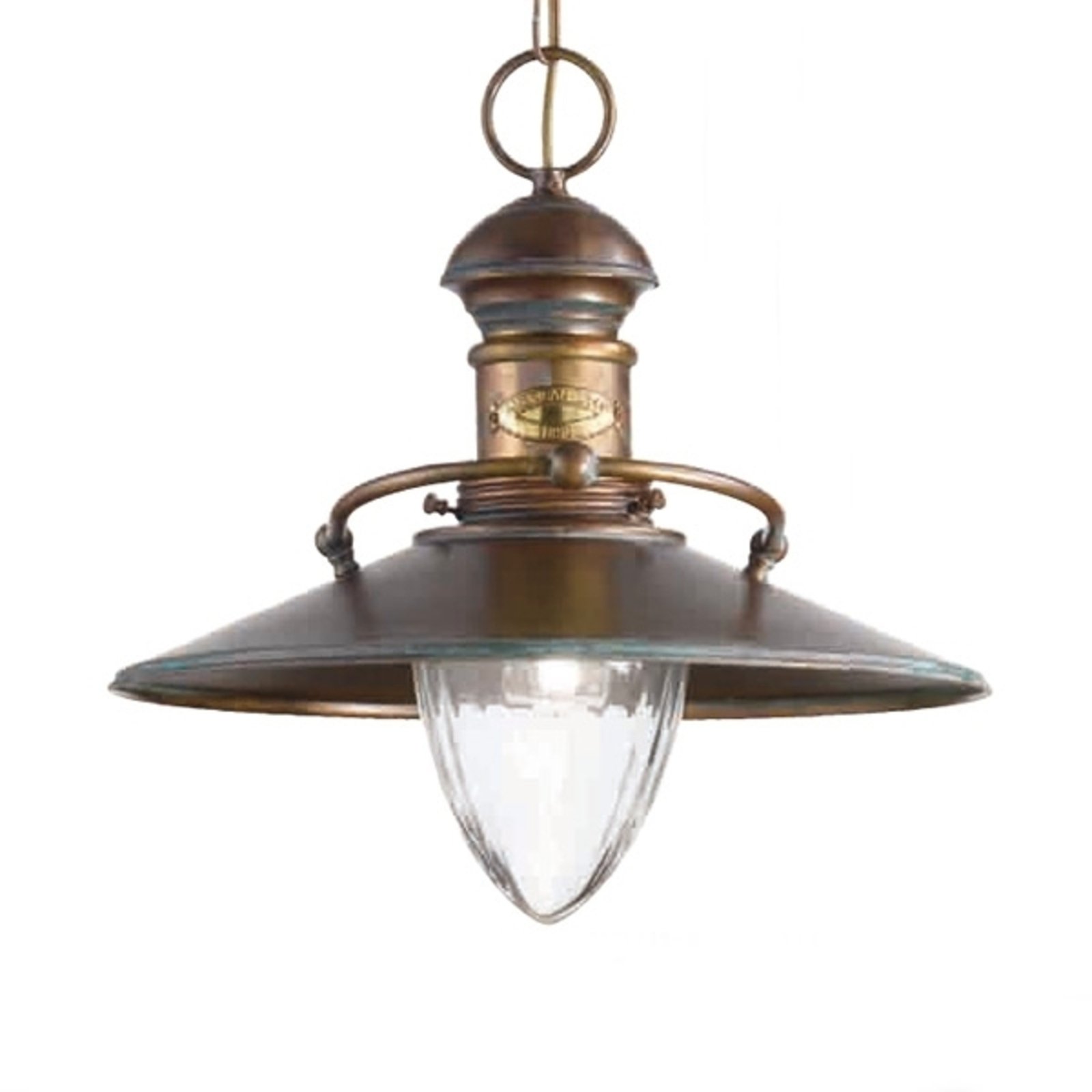 Antique Scia hanging light, burnished green