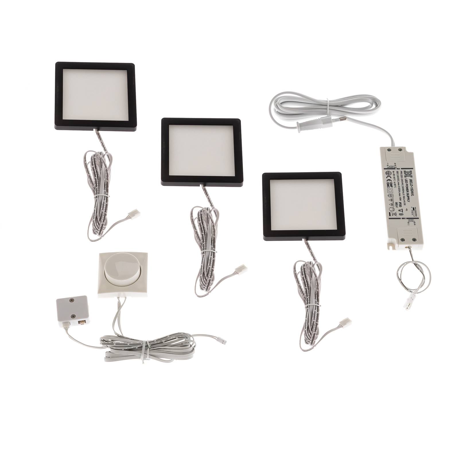 Lindby Antony LED-Unterbaulampe, 3er-Set, schwarz