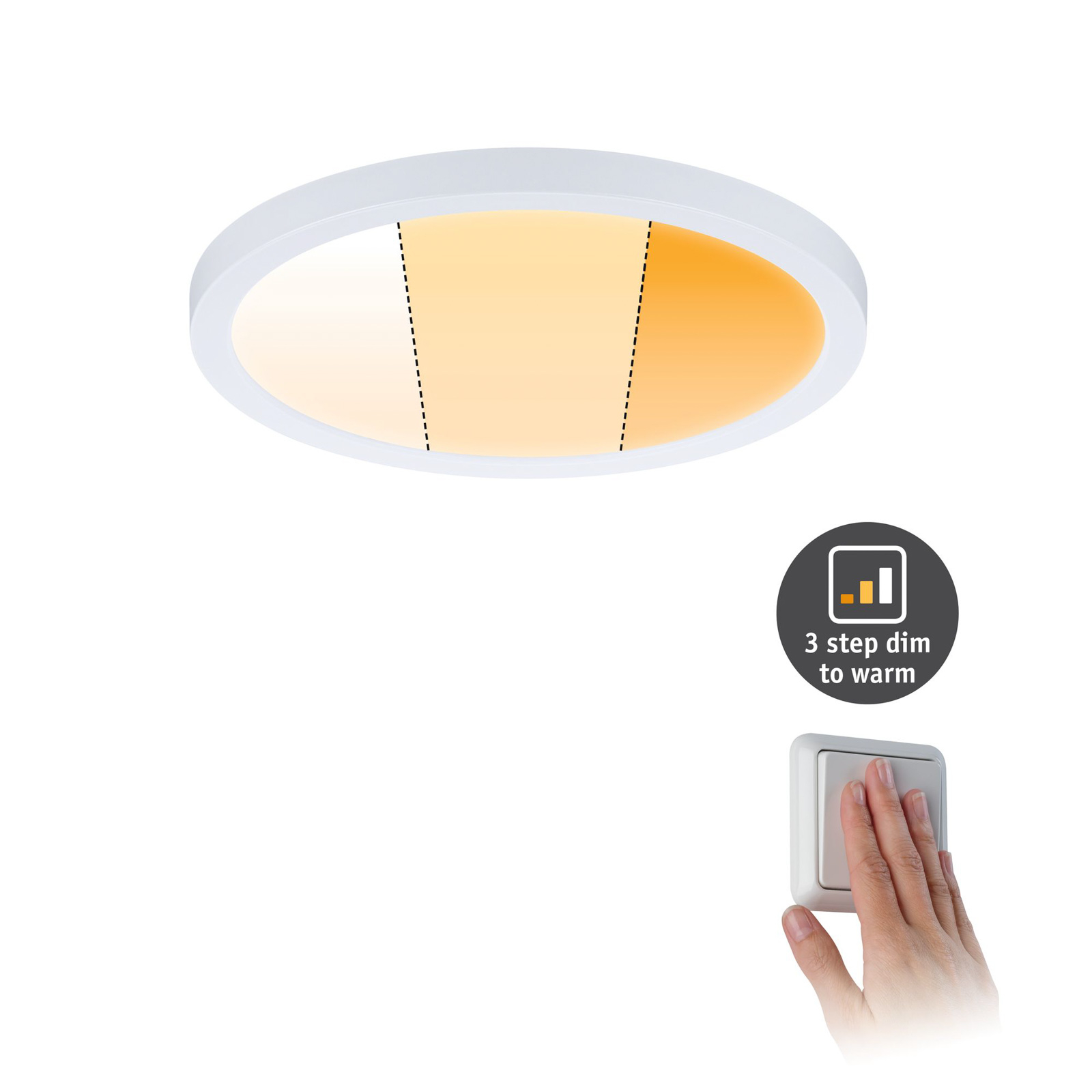 Paulmann LED-Panel Areo rund 3-Step dim-to-warm