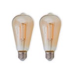 E27 LED-Rustikalampe 6W 500lm amber 1.800K 2er-Set