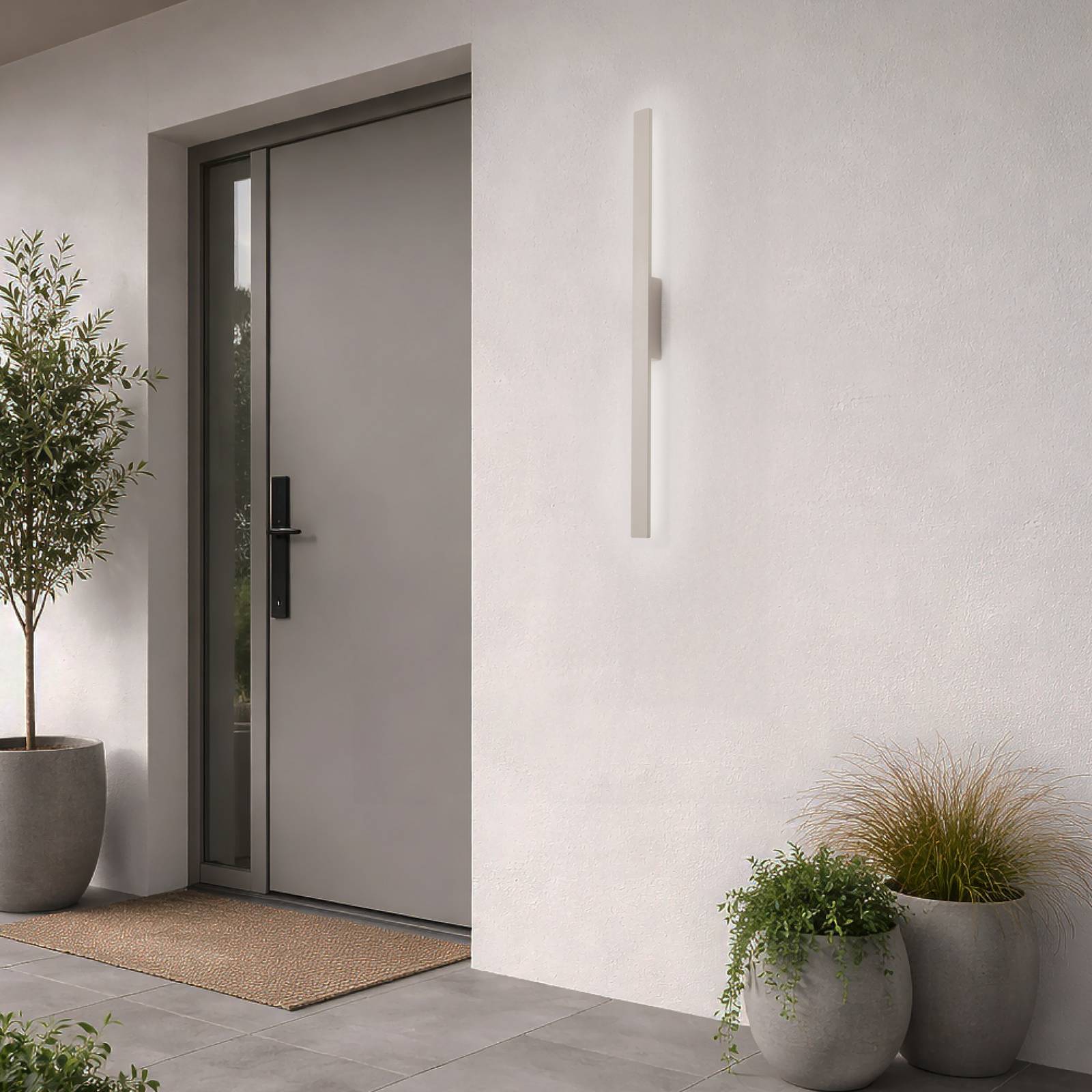 LED-Wandleuchte Demi M, sand, Aluminium, Höhe 100 cm, IP54 günstig online kaufen