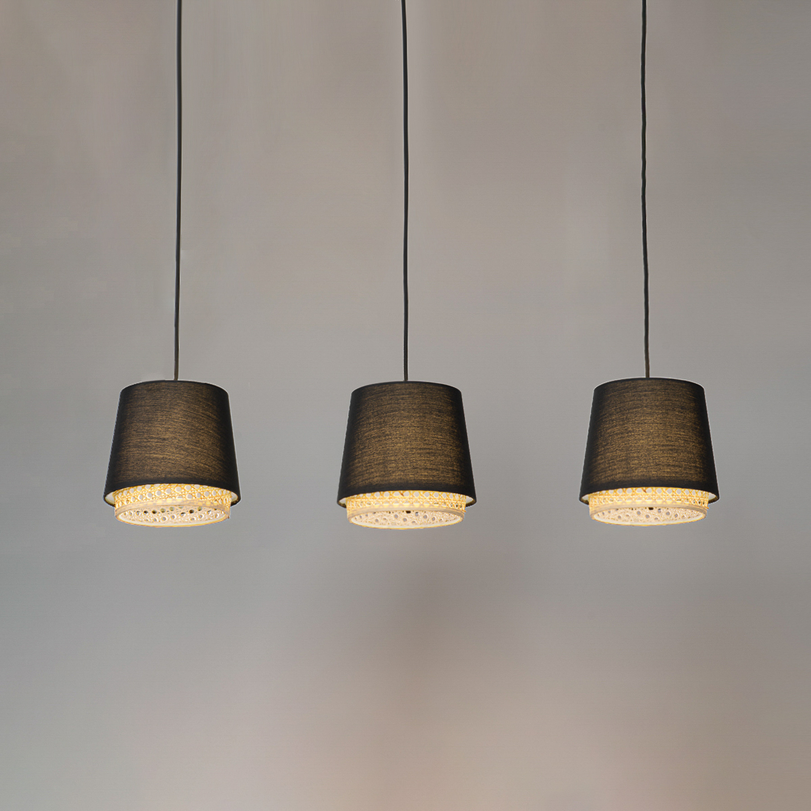 Lindby Ananya hanglamp van ijzer en hout, 3-lamps