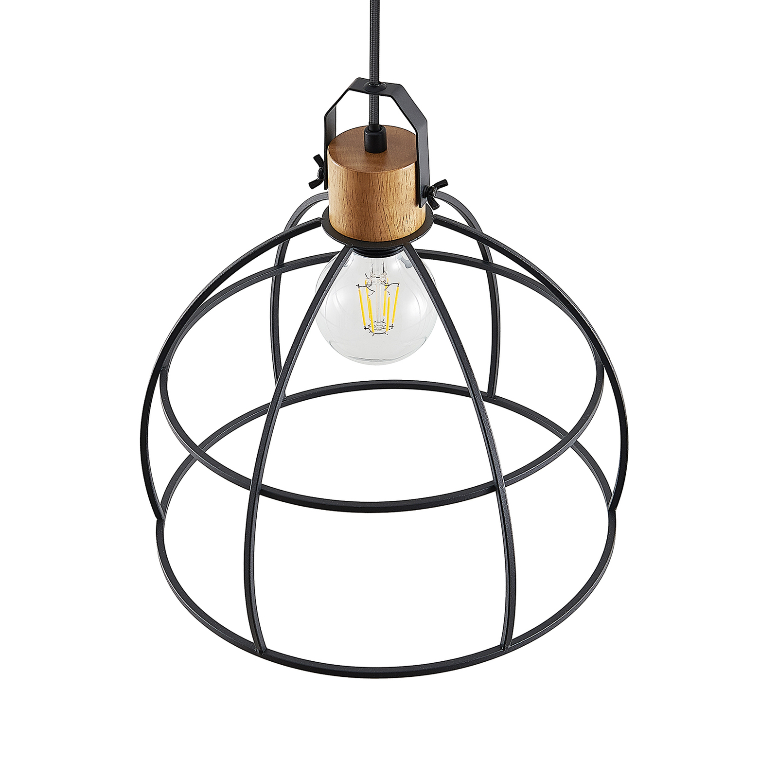 Lindby Flintos hanglamp, 1-lamp, hout licht