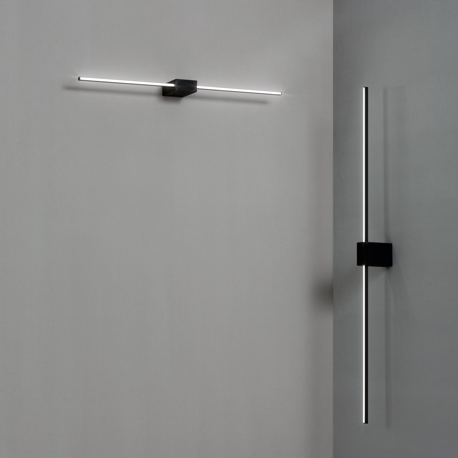 Ideal Lux LED лампа за стена Theo черна, ширина 75 cm алуминий
