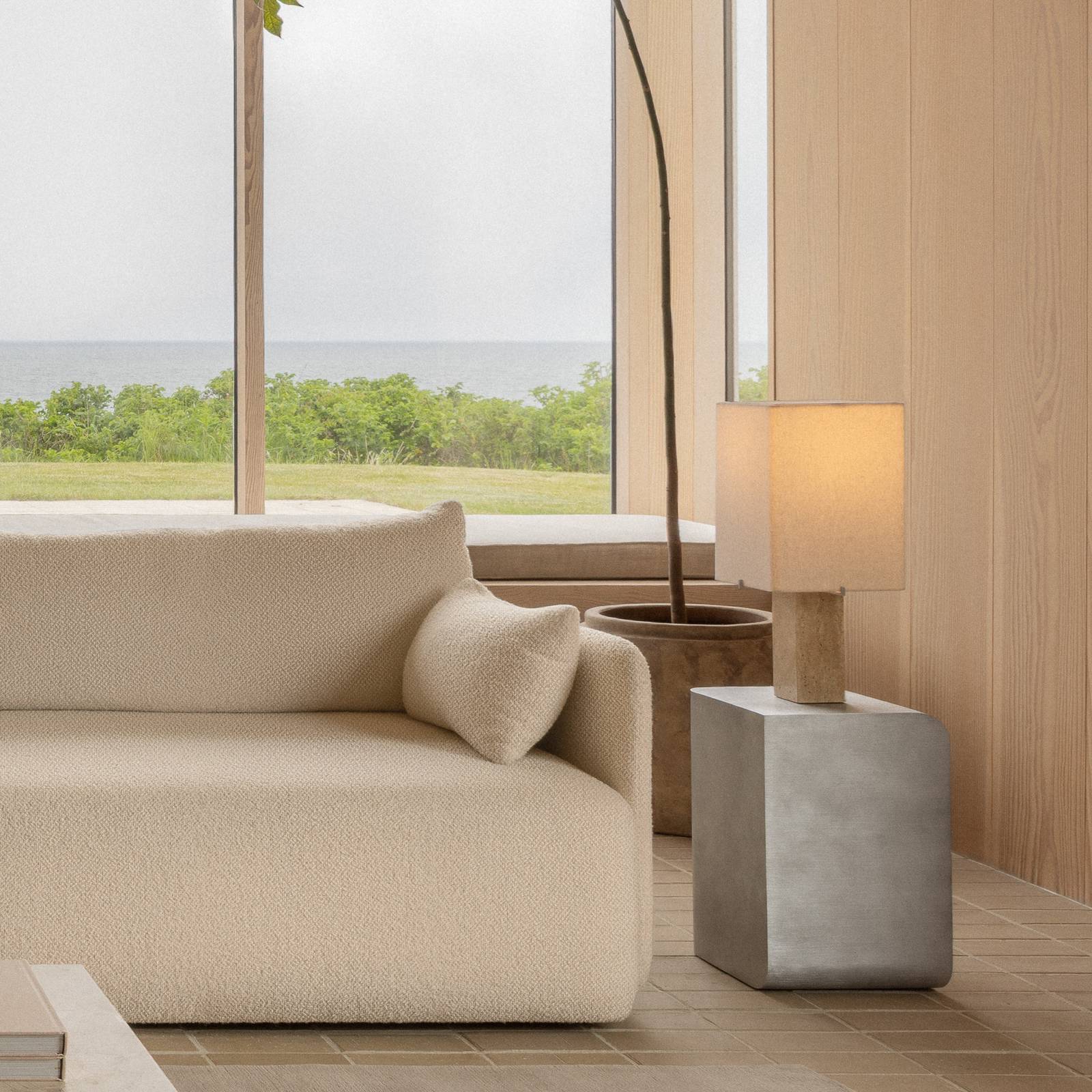 Lampa stołowa Audo Nonna, kolor trawertynowy/piaskowy, wysokość 49 cm