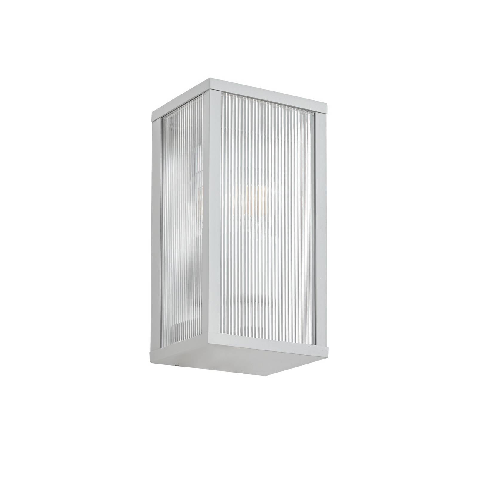 Lindby Außenwandlampe Peldar, hellgrau/geriffelt, 26cm, IP44
