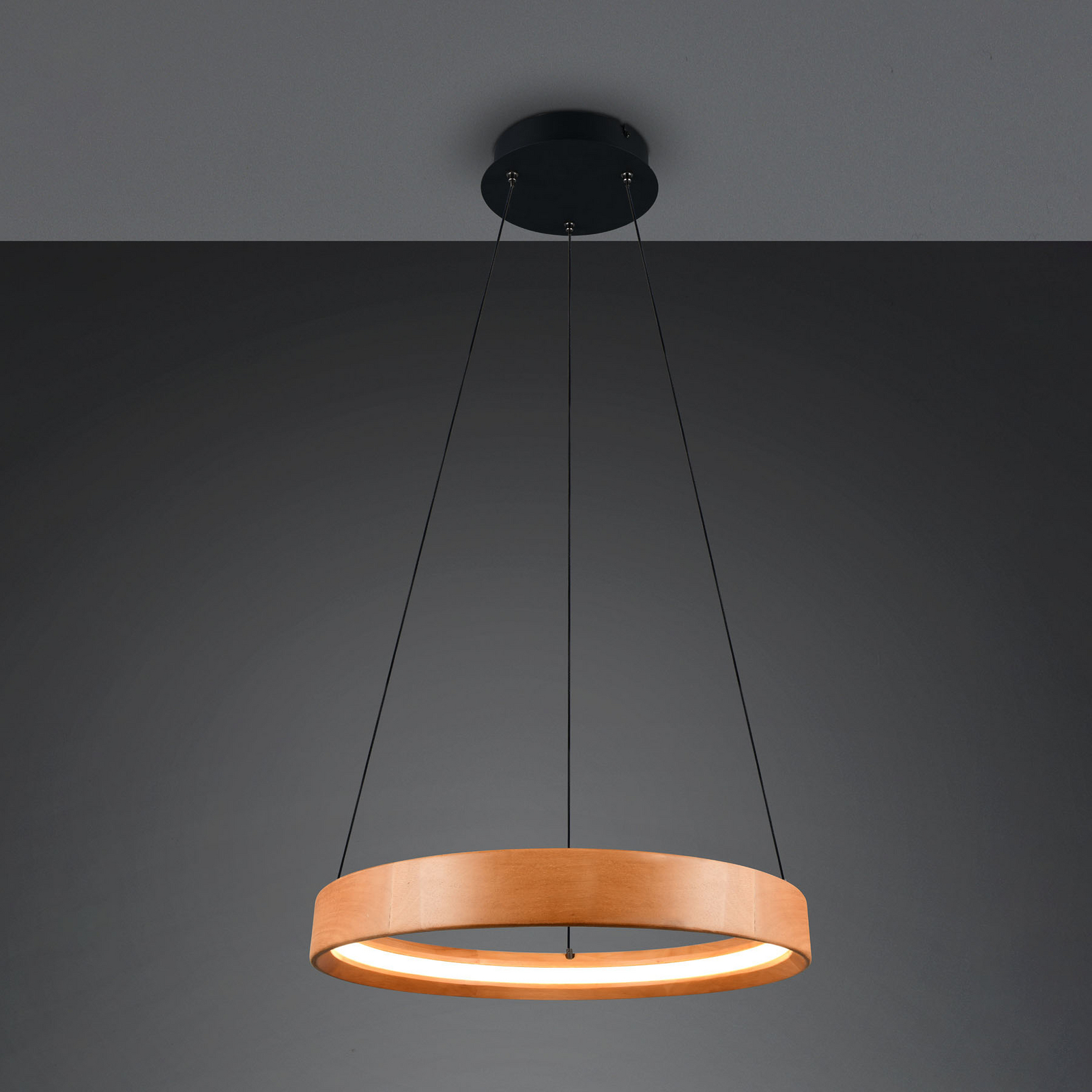 Κρεμαστή λάμπα LED Lynwood, Ø 50 cm, χρώμα ξύλου, ξύλο, ρυθμιζόμενη ένταση Κρεμαστή λάμπα LED Lynwood, Ø 50 cm, χρώμα ξύλου, ξύλο, ρυθμιζόμενη ένταση