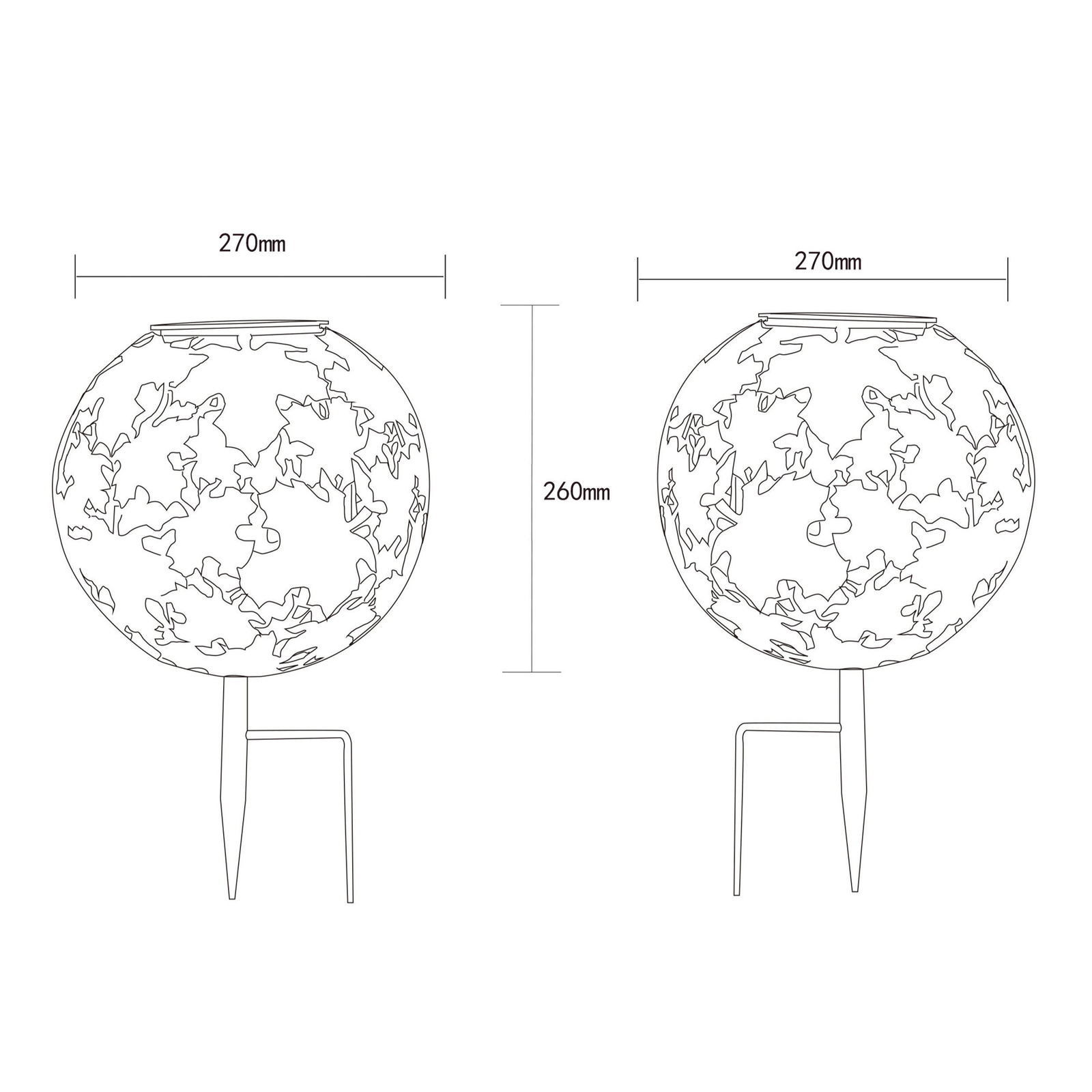 LED solar light 36749S globe Ø 27 cm, silver, ground spike