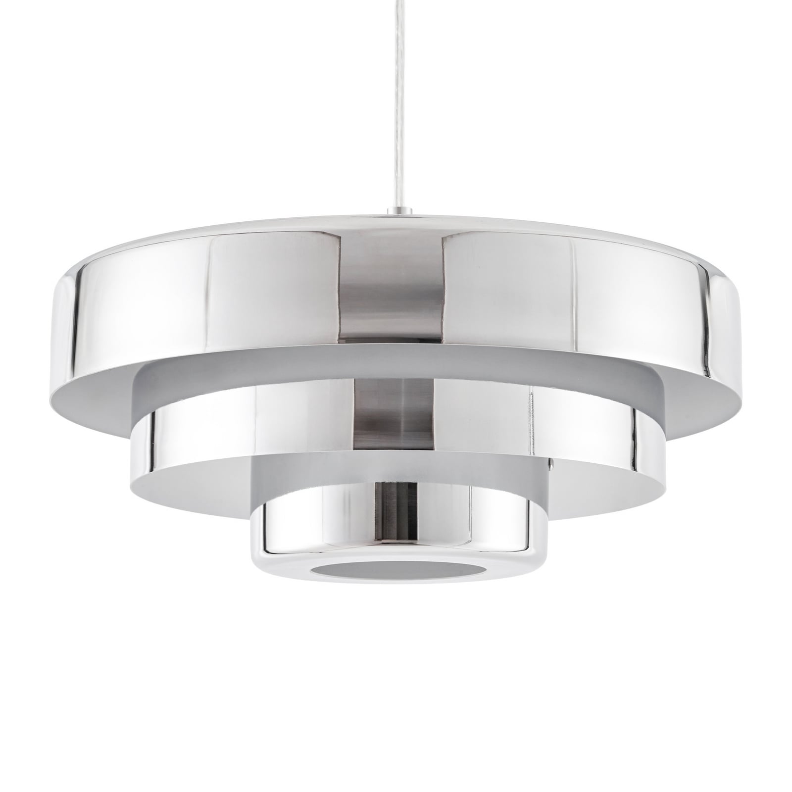 Tivra pendant light, chrome, Ø 35 cm, metal, E27 - Lindby Tivra pendant light, chrome, Ø 35 cm, metal, E27 - Lindby