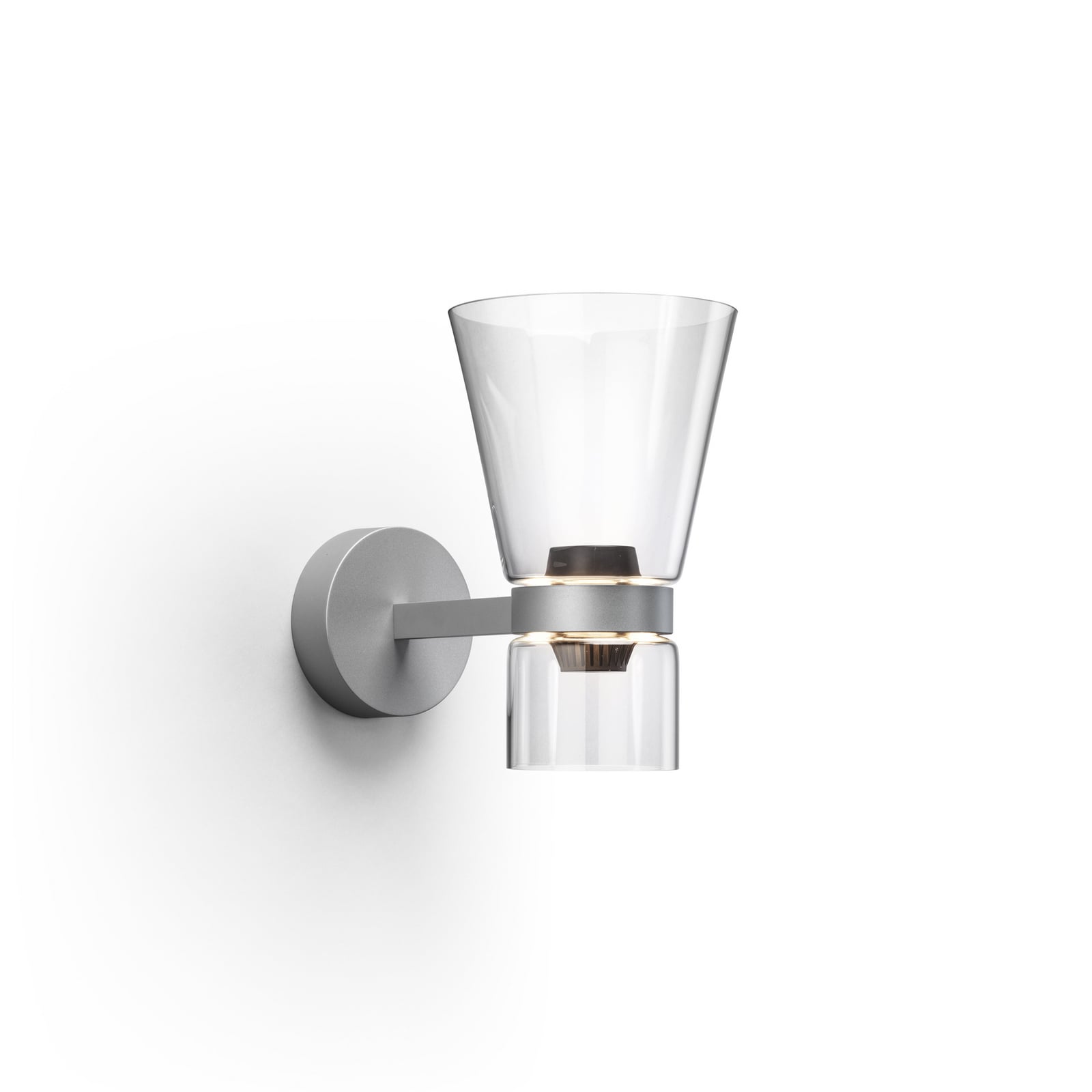 Flos LED-Wandleuchte Nocturne Cone, silber, Glas, dimmbar Flos LED-Wandleuchte Nocturne Cone, silber, Glas, dimmbar