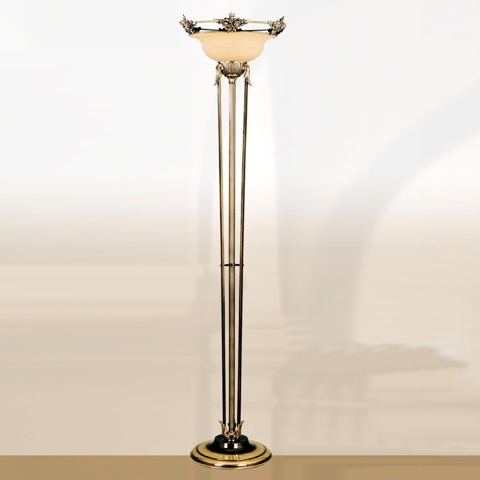 RIPERLamP Graceful floor lamp Rialto in glass and amber, for Living / Dining Room, metal, glass, E27, 60 W, energy efficiency: A++, H: 186 cm