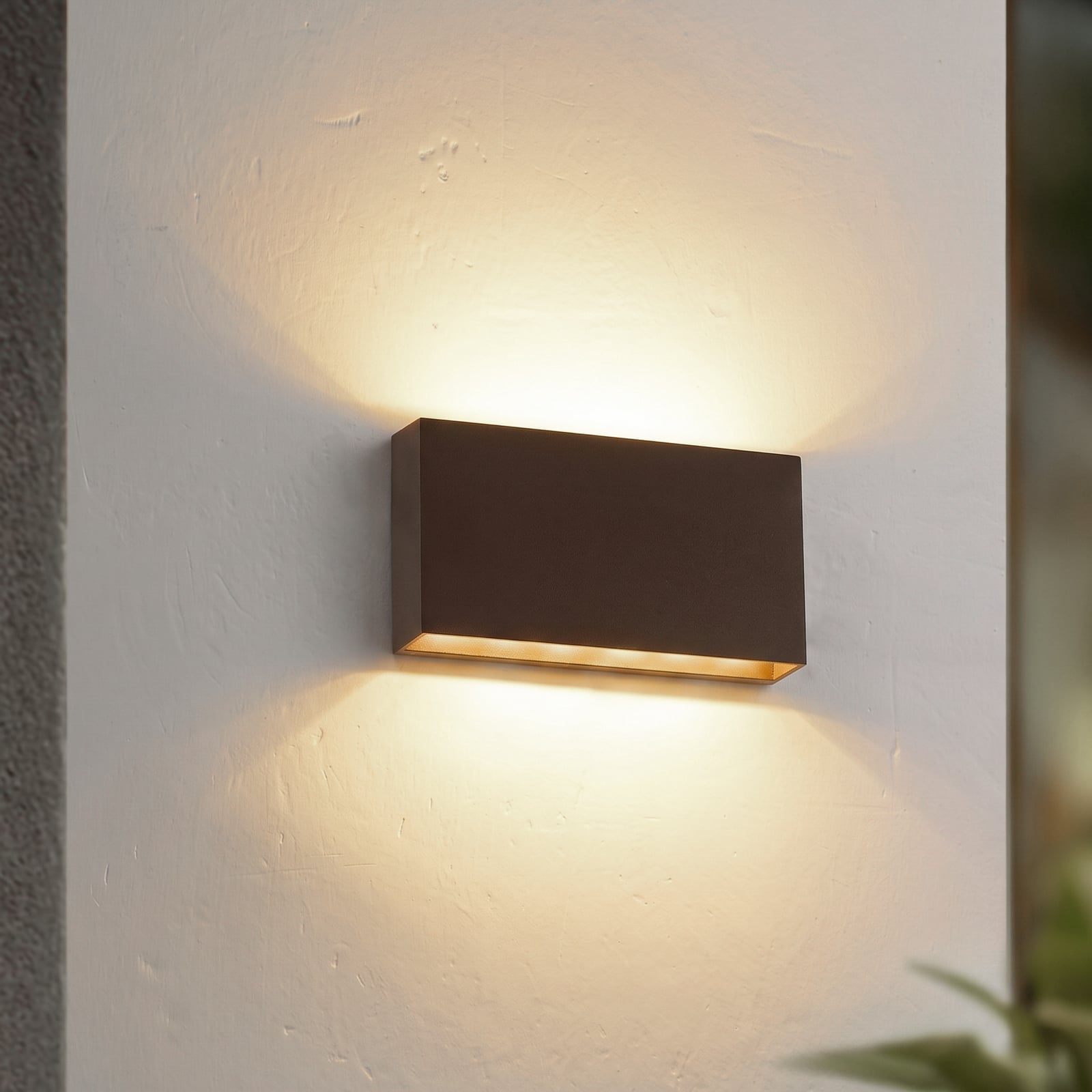 Candeeiro de parede exterior LED Jarte, 20 cm, castanho, IP65 - Lucande