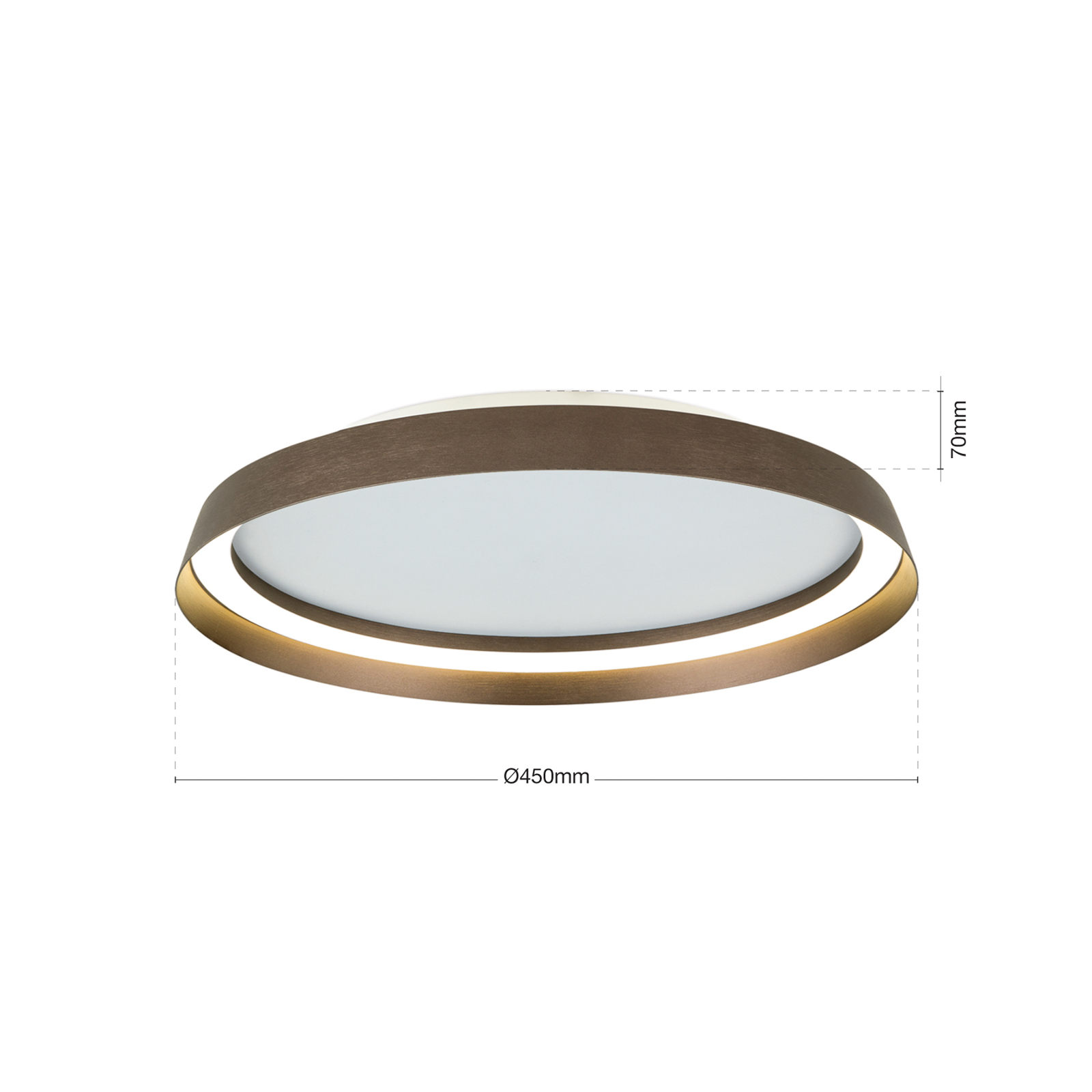 LED ceiling lamp Manta, Ø 45 cm, aluminium/bronze, aluminium, up/down