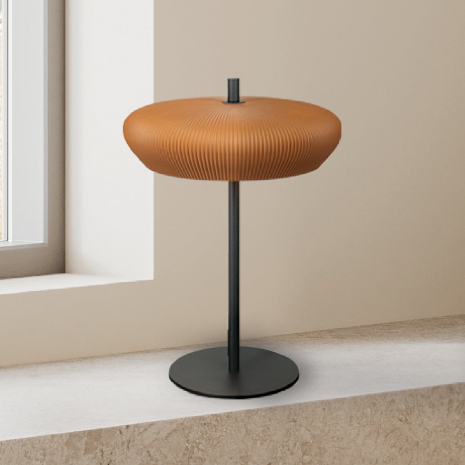 Galda lampa 2593, terakota/melnā krāsā, augstums 41 cm, keramika/metāls, G9