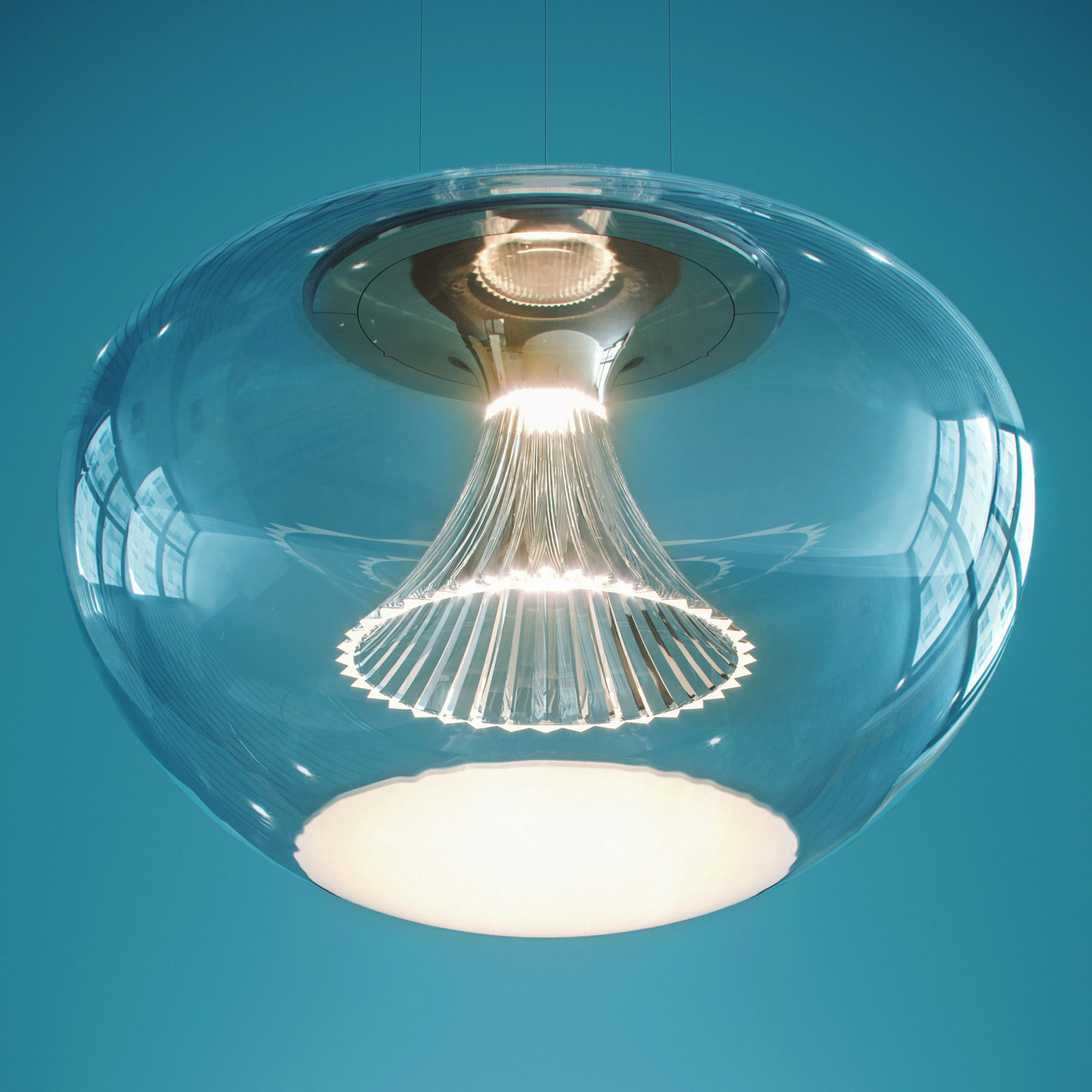 Artemide Ipno Glass LED hanging light, for Living / Dining Room, glass, aluminium, PMMA, 30 W, energy efficiency: A+, H: 31.5 cm