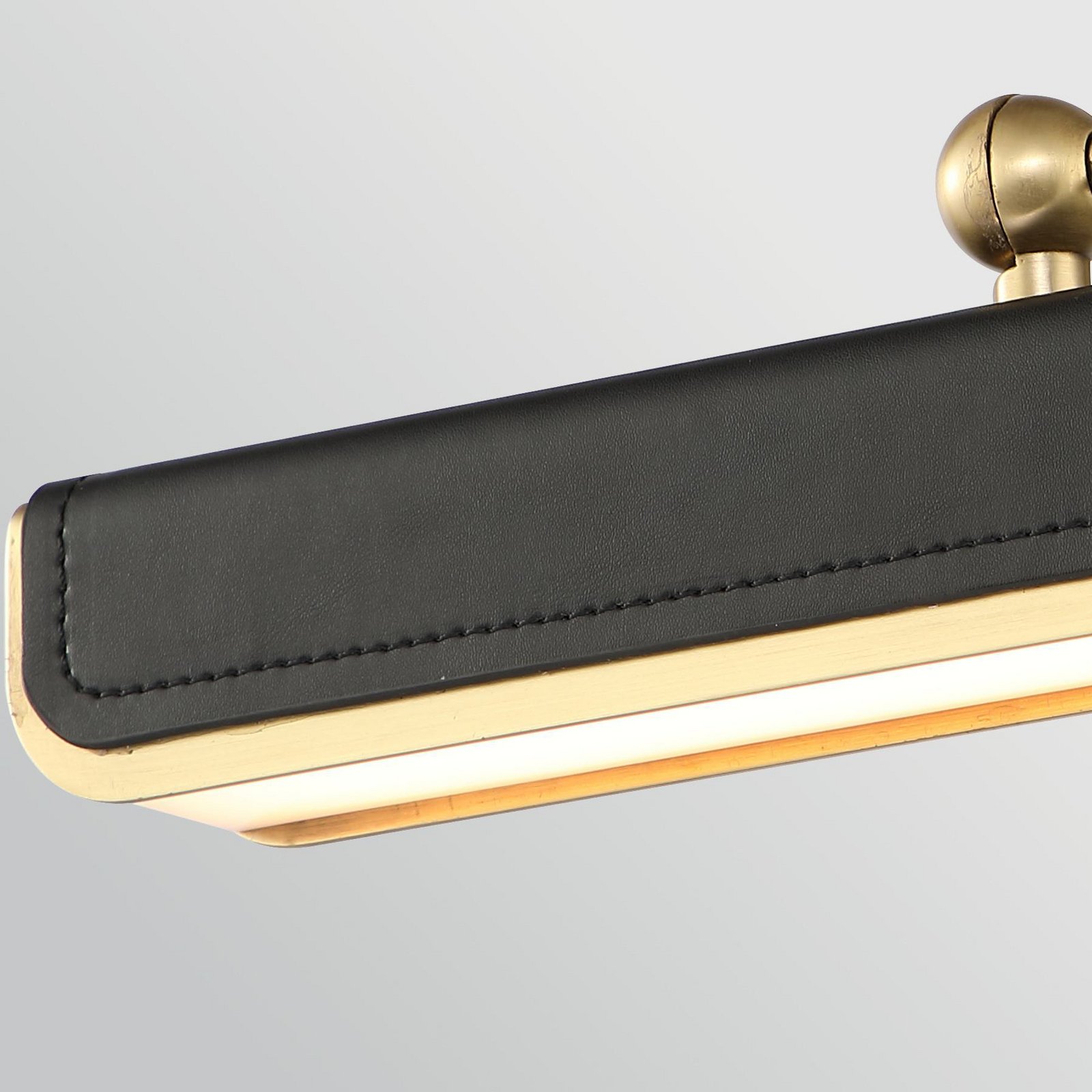 VALISE LED wall light, black/antique brass, 31 cm faux leather