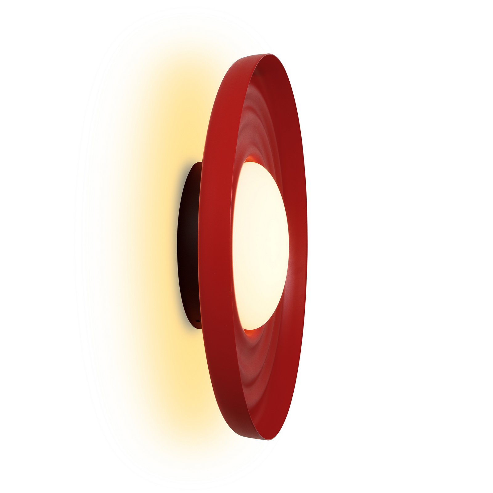 Lindby LED-Wandleuchte Waves, Metall, rot, rund