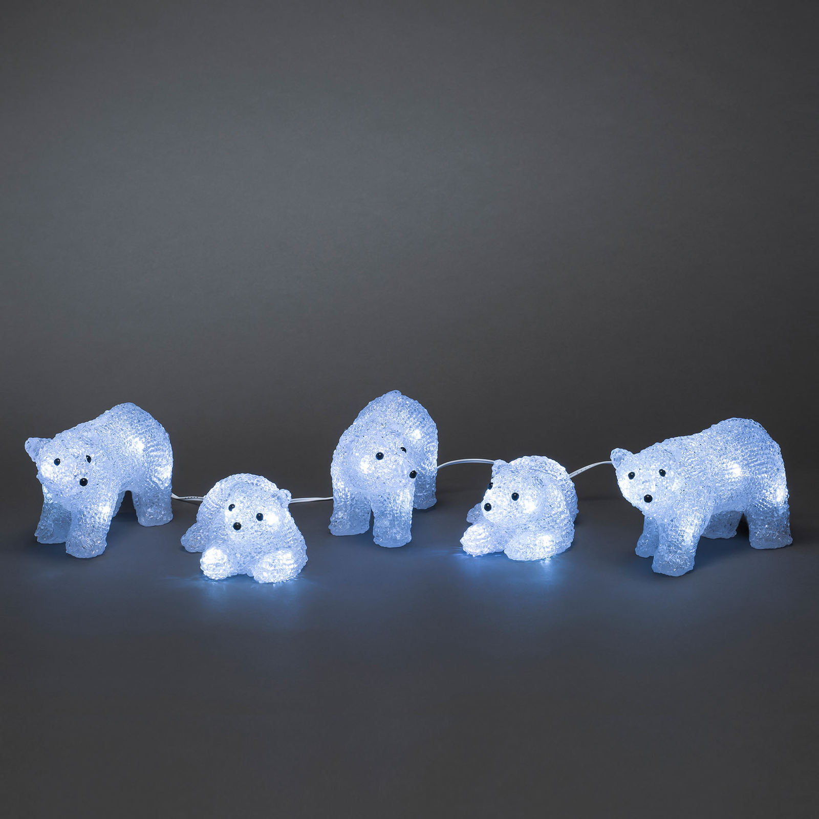 LED-belyste isbjørnfigurer for utendørsbruk, sett med 5 stk