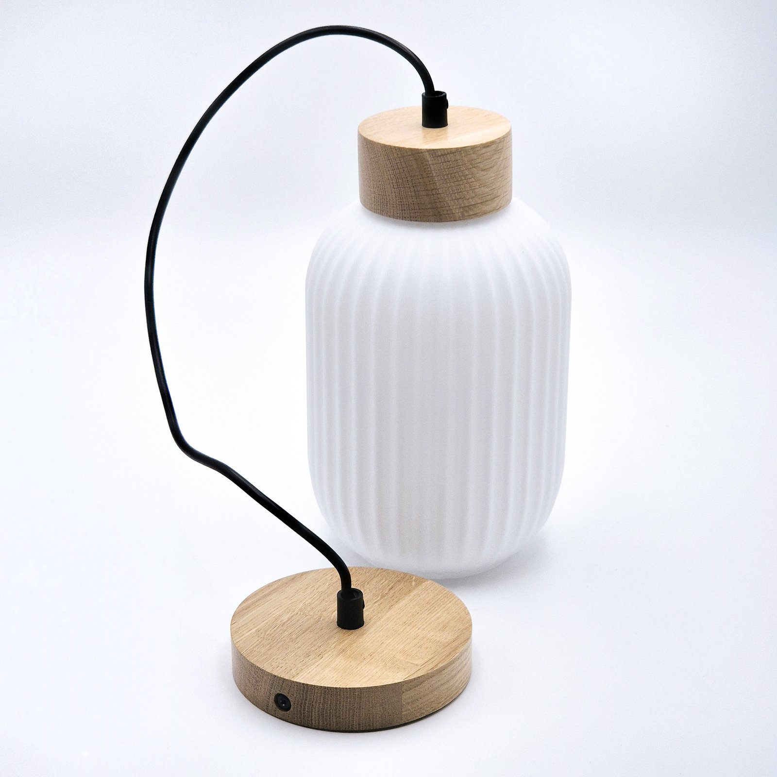 Hanglamp Harmony, Ø 14 cm, wit/eiken, glas/hout