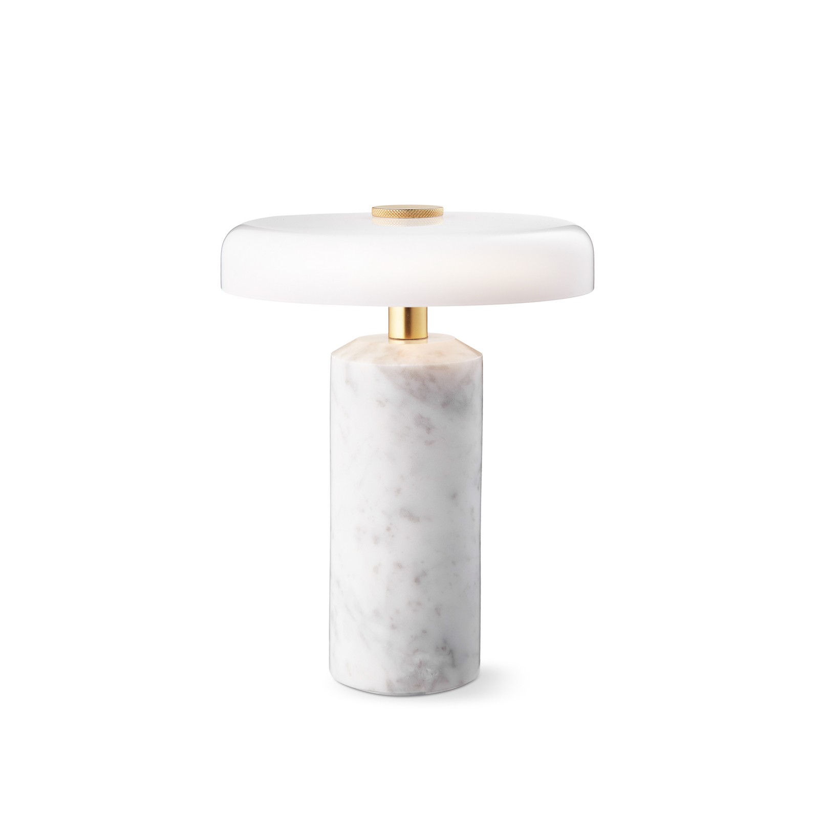 Trip LED-ladattava pöytävalaisin, valkoinen / valkoinen, marmori, lasi,