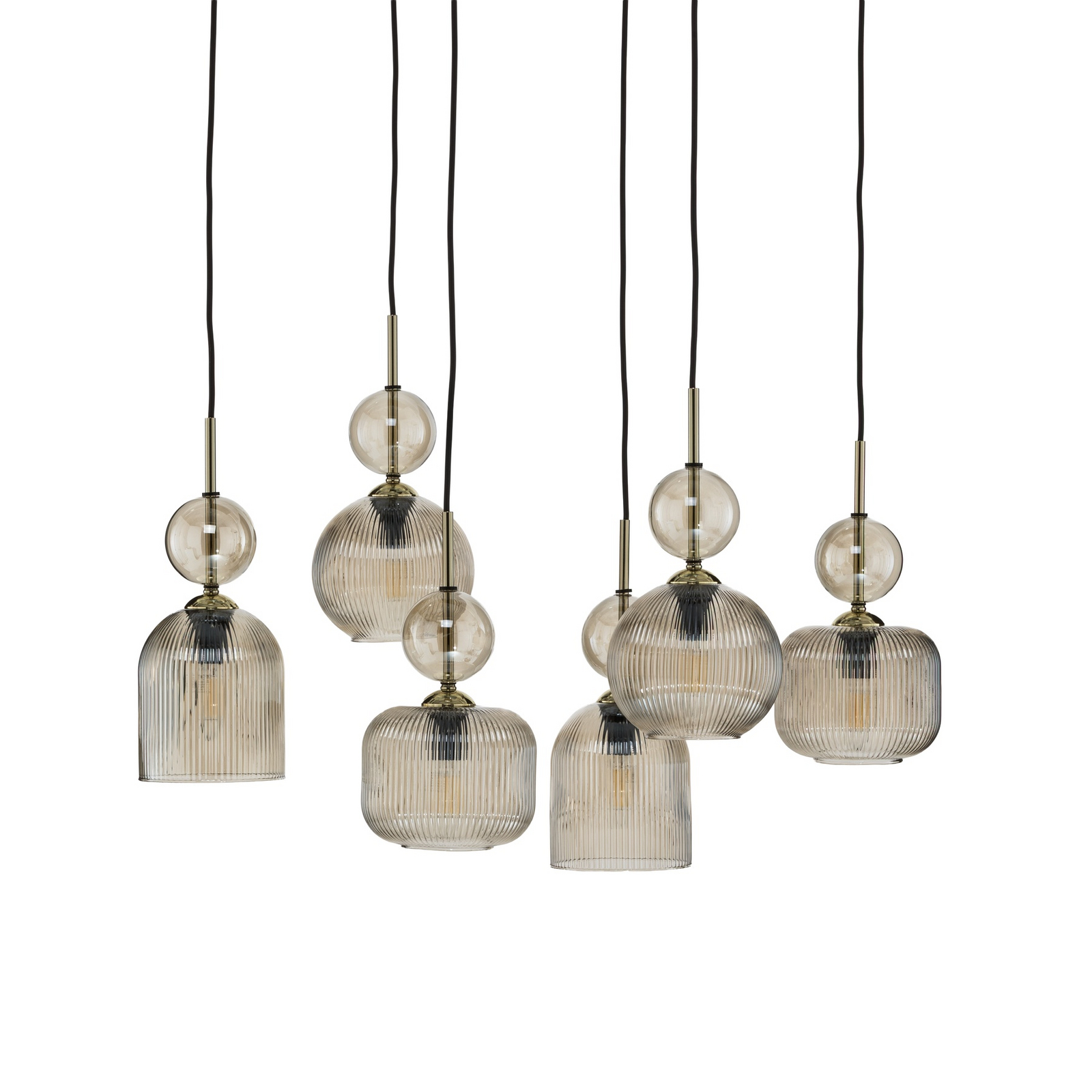 Sophia hanging light, 6-bulb, 65 cm, cognac/black, E14 Sophia hanging light, 6-bulb, 65 cm, cognac/black, E14