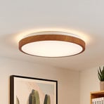 Lindby LED-Deckenleuchte Mynte, Ø43cm, Holzoptik, Kunststoff