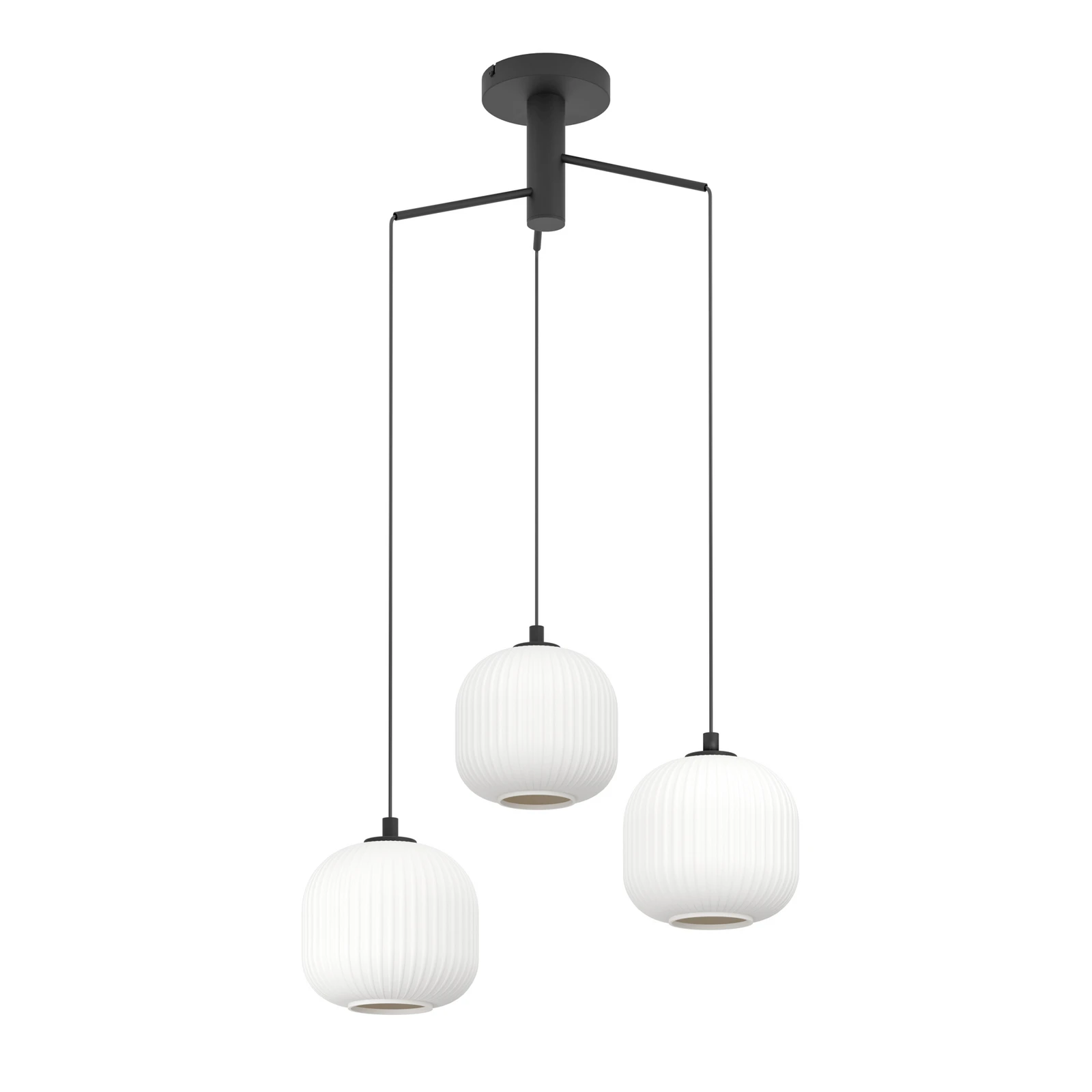 Mantunalle pendant light, Ø 62 cm, black/white, 3-bulb.
