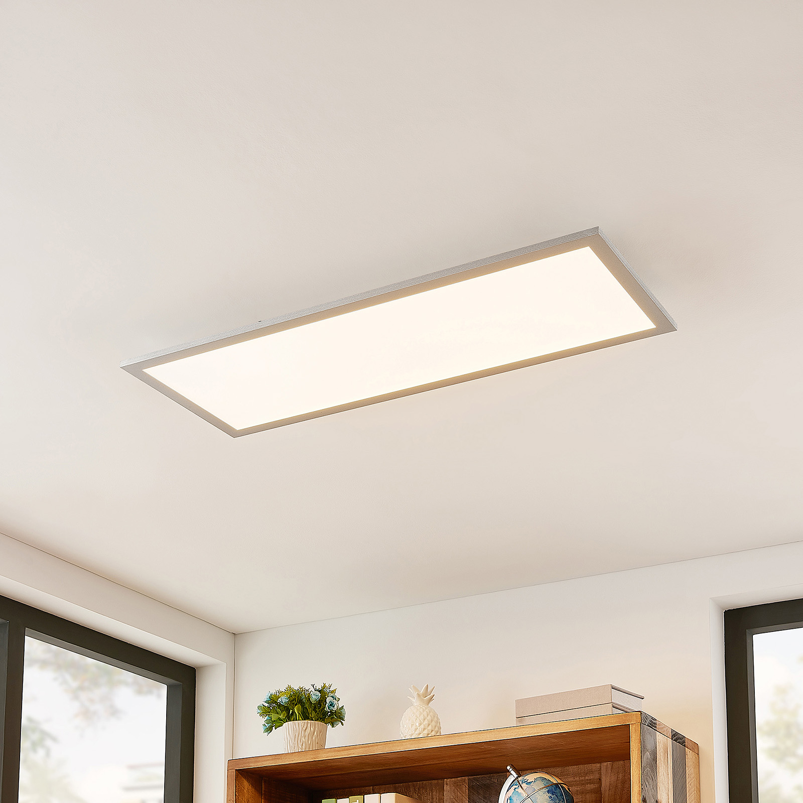 Lindby Kjetil LED ceiling panel 80 x 30 cm, for Workroom / Office, aluminium, plastic, 19 W, energy efficiency: A+, L: 80 cm, W: 30 cm, H: 5.2 cm