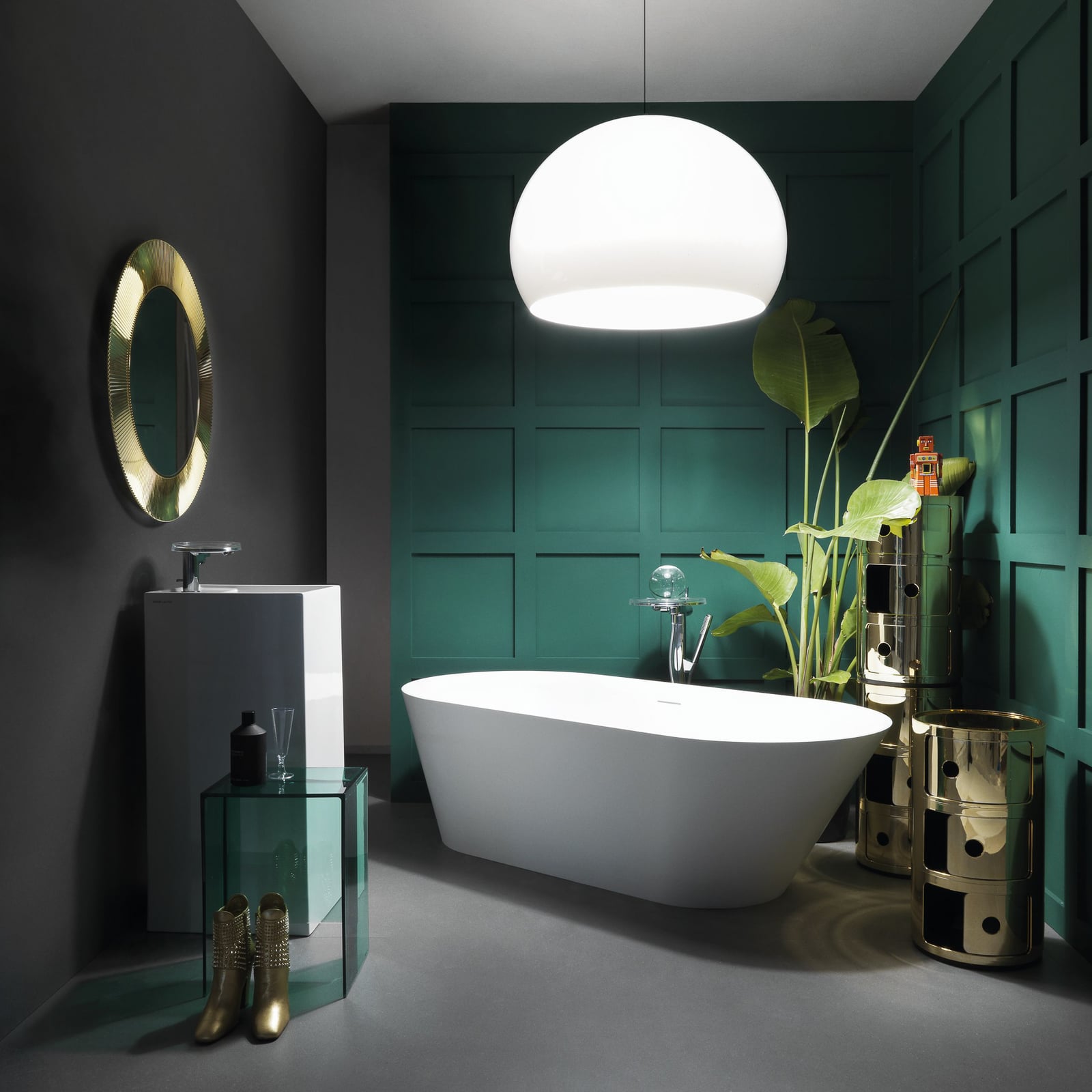 All Saints wall mirror, gold, Ø 78 cm - Kartell