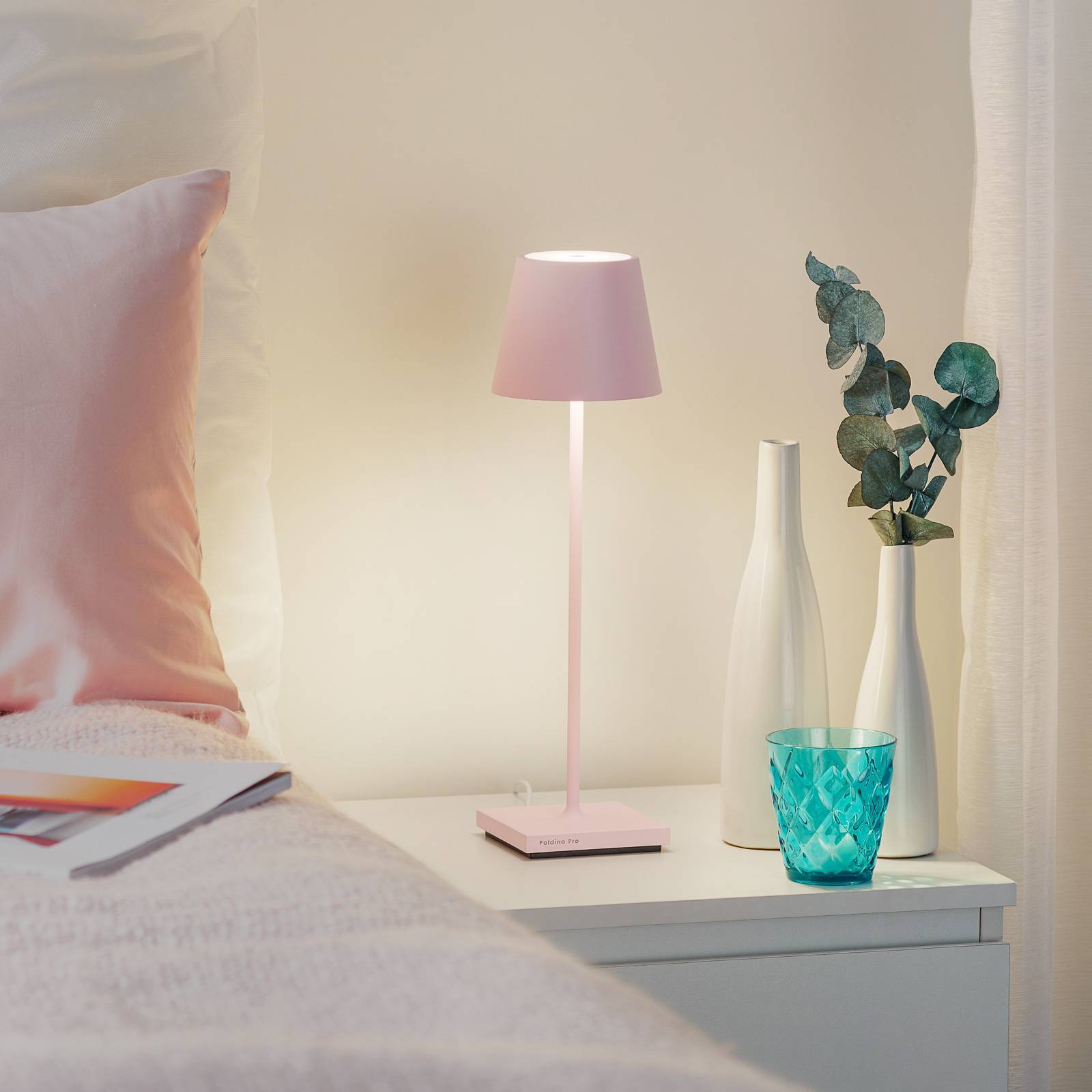 Bilde av Led-bordlampe Poldina Med Batteri, Bærbar, Rosa