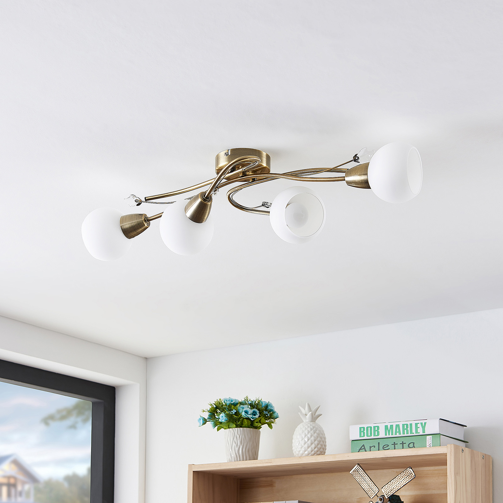 Floresca Deckenleuchte, 4-flammig, messing