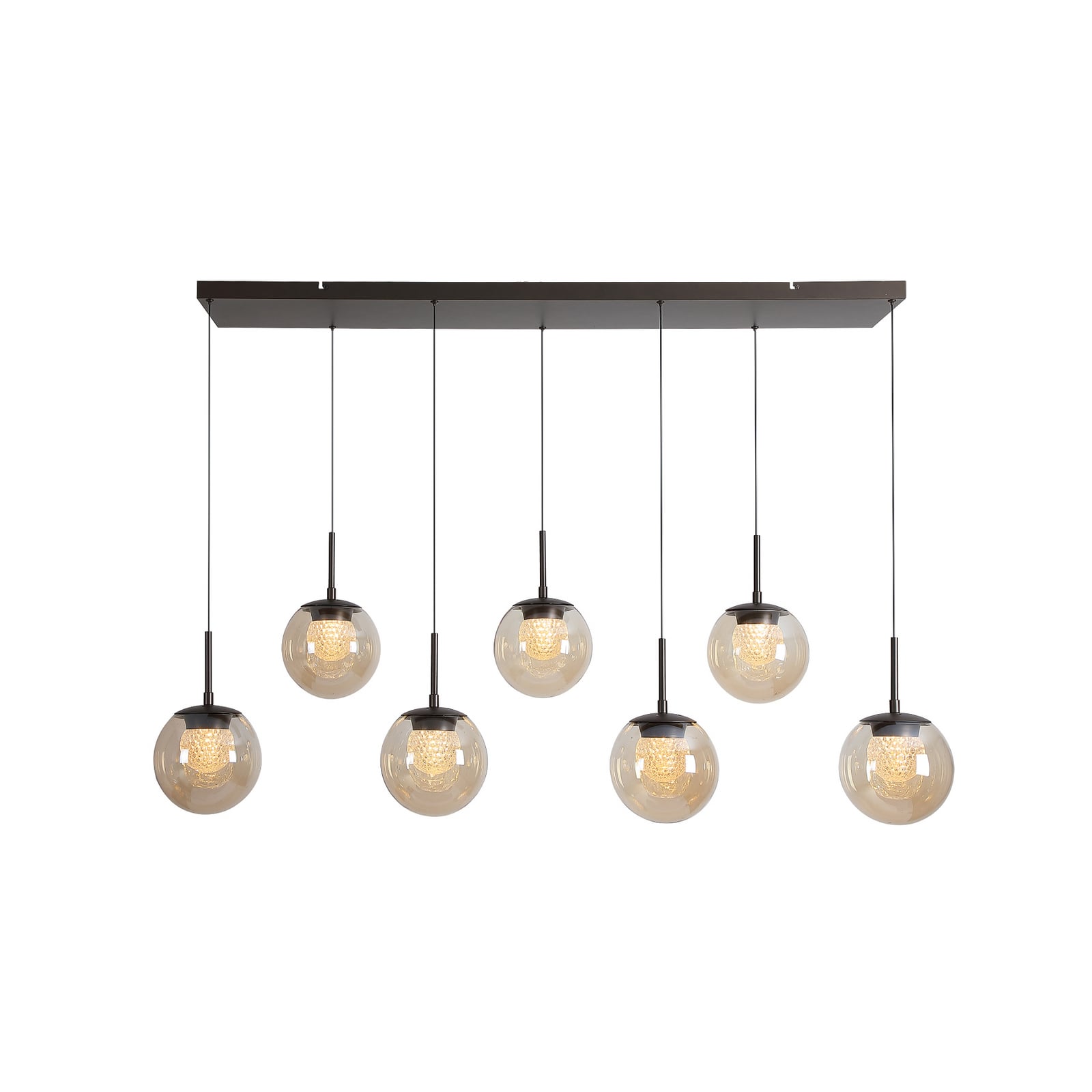 LED-Hängeleuchte Solis, 7-fl. lang, bronze, Glas, 2.700 K LED-Hängeleuchte Solis, 7-fl. lang, bronze, Glas, 2.700 K