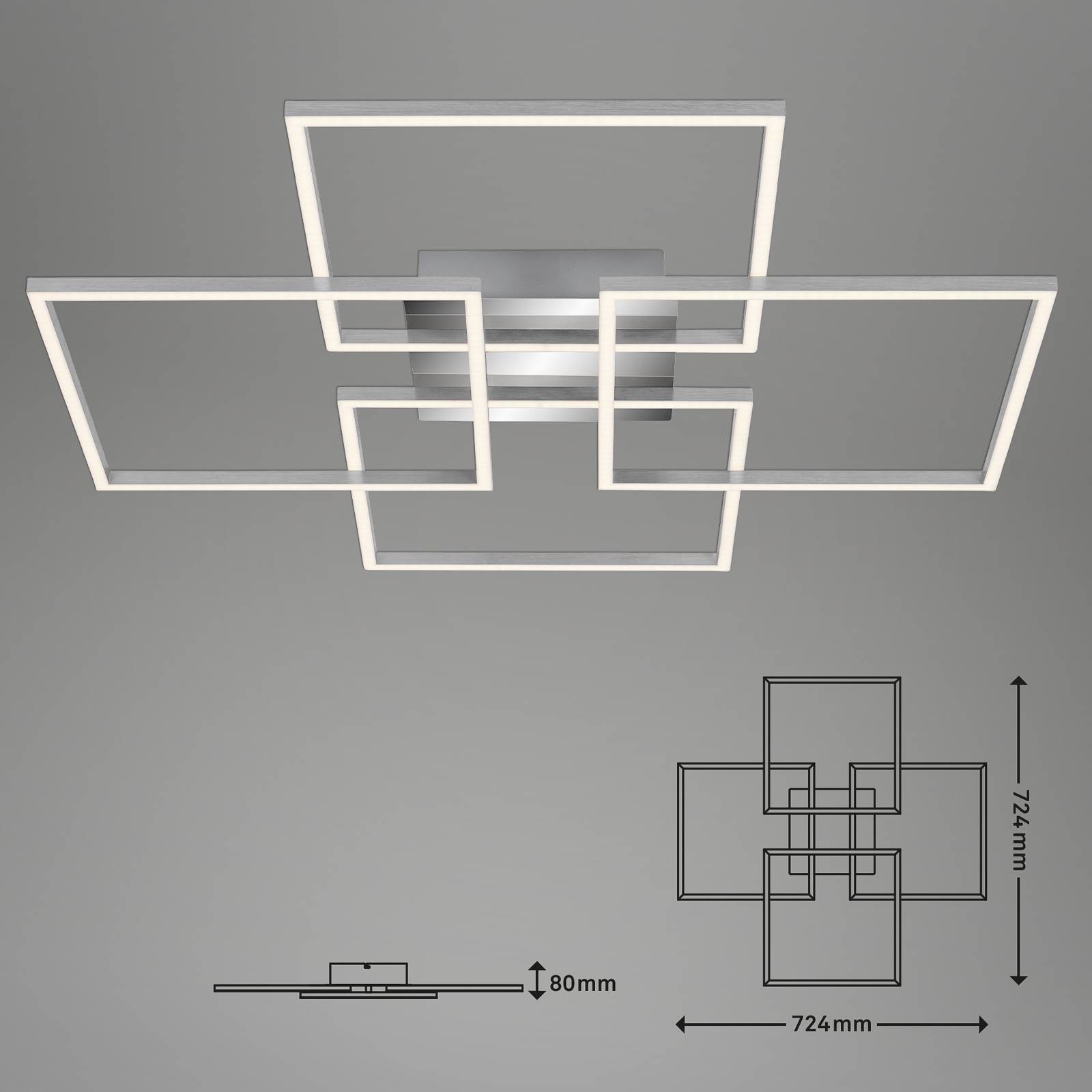 Lampa sufitowa LED Frames, 4 kwadraty, obrotowa