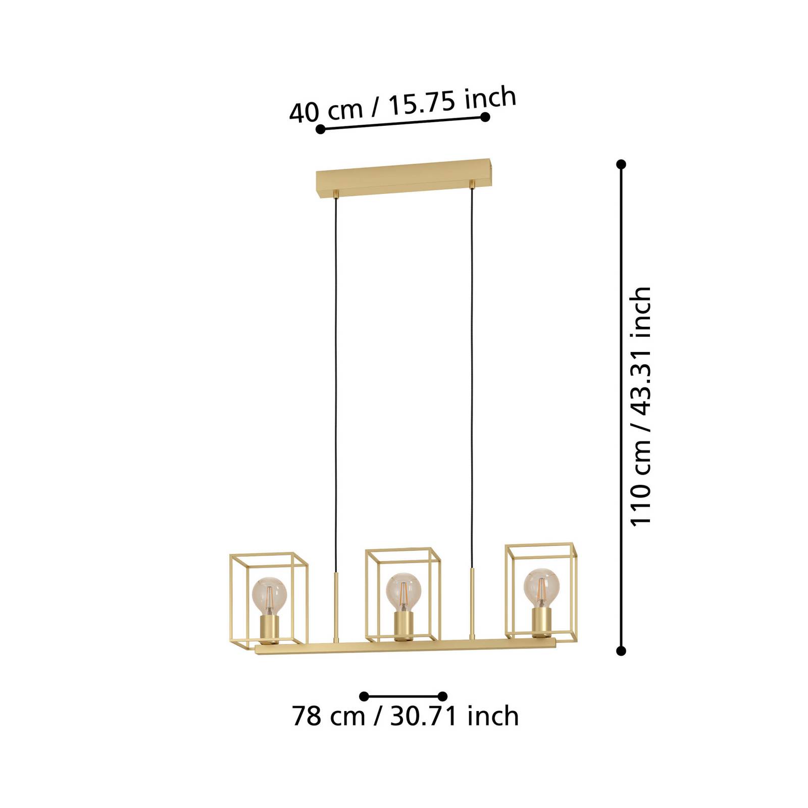 Lampa wisząca Cumiole, 3-punktowa