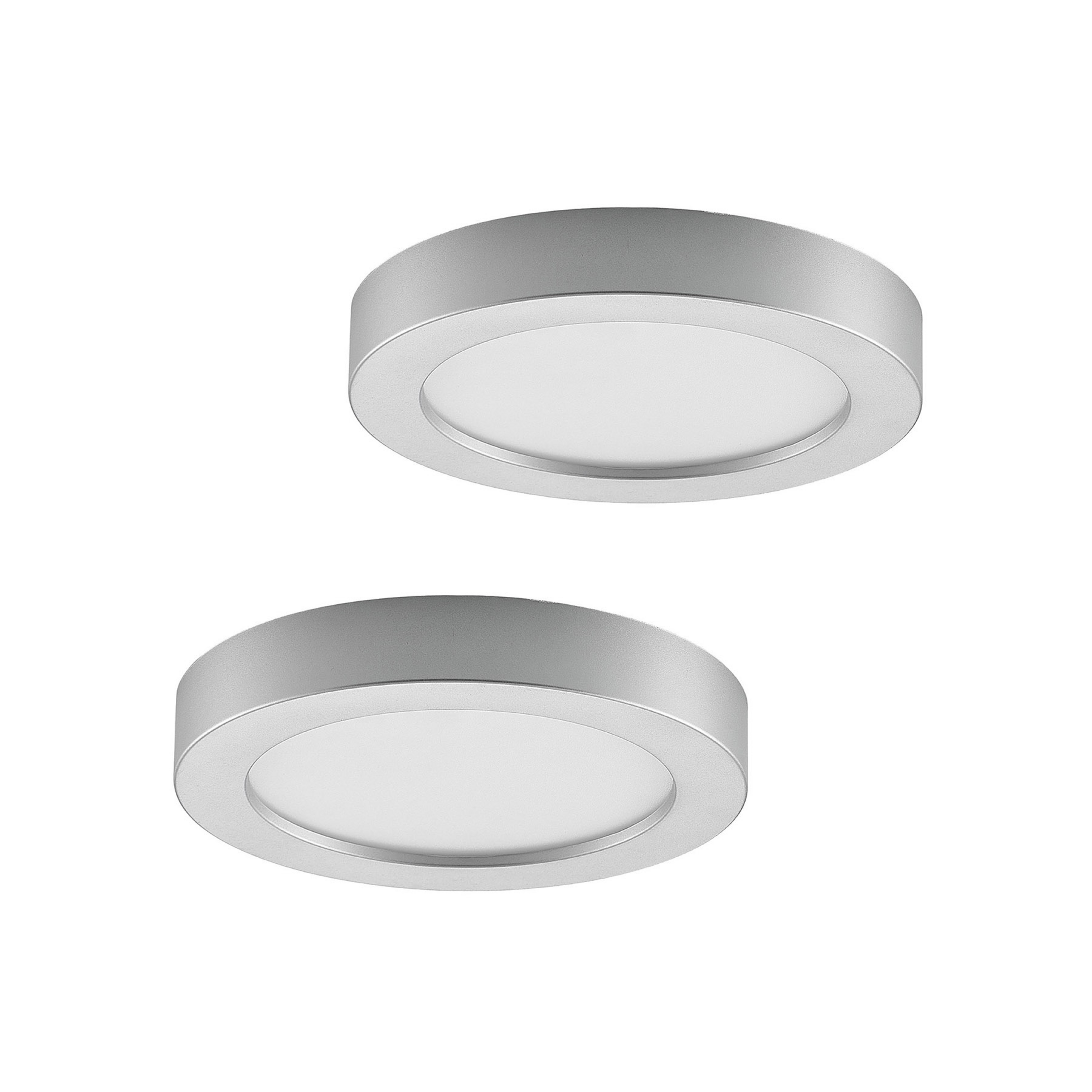 Prios LED-Deckenleuchte Edwina, silber, 23 cm, 2er-Set